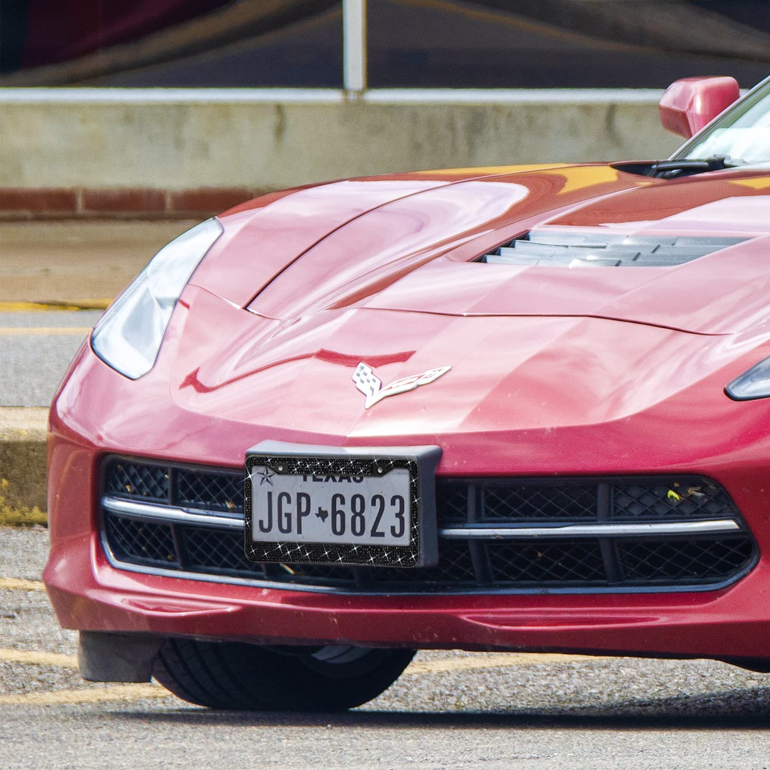 Bling License Plate Frame For Women,Sparkle Crystal Bedazzled Rhinestone License Plate Frames With 1400Pcs Rhinestones, Handcraf