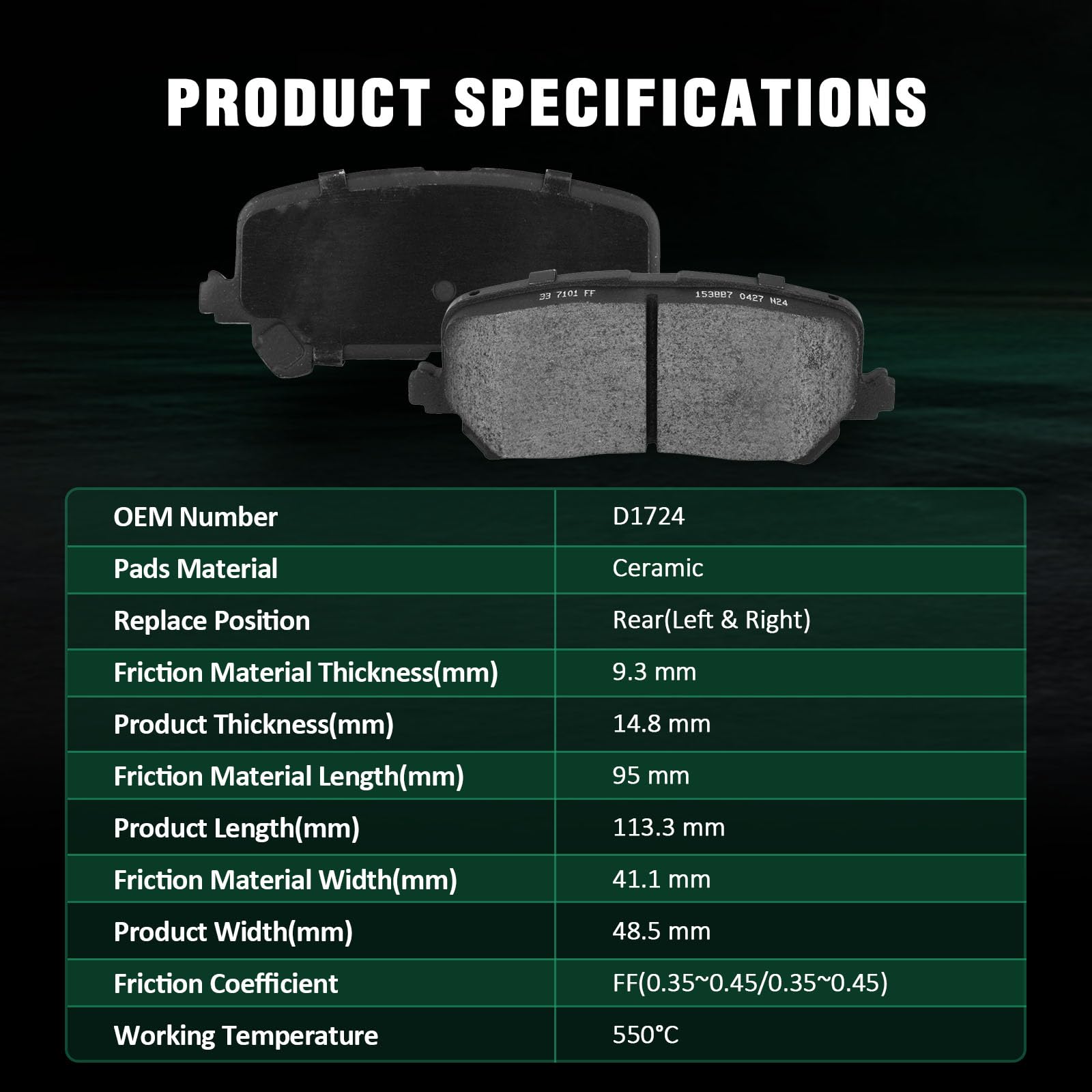 Automuto 8Pcs Front & Rear Ceramic Disc Brake Pads Set D1723 D1724 For Acura Mdx 2014-2016,For Honda Pilot 2016-2021,For Honda R