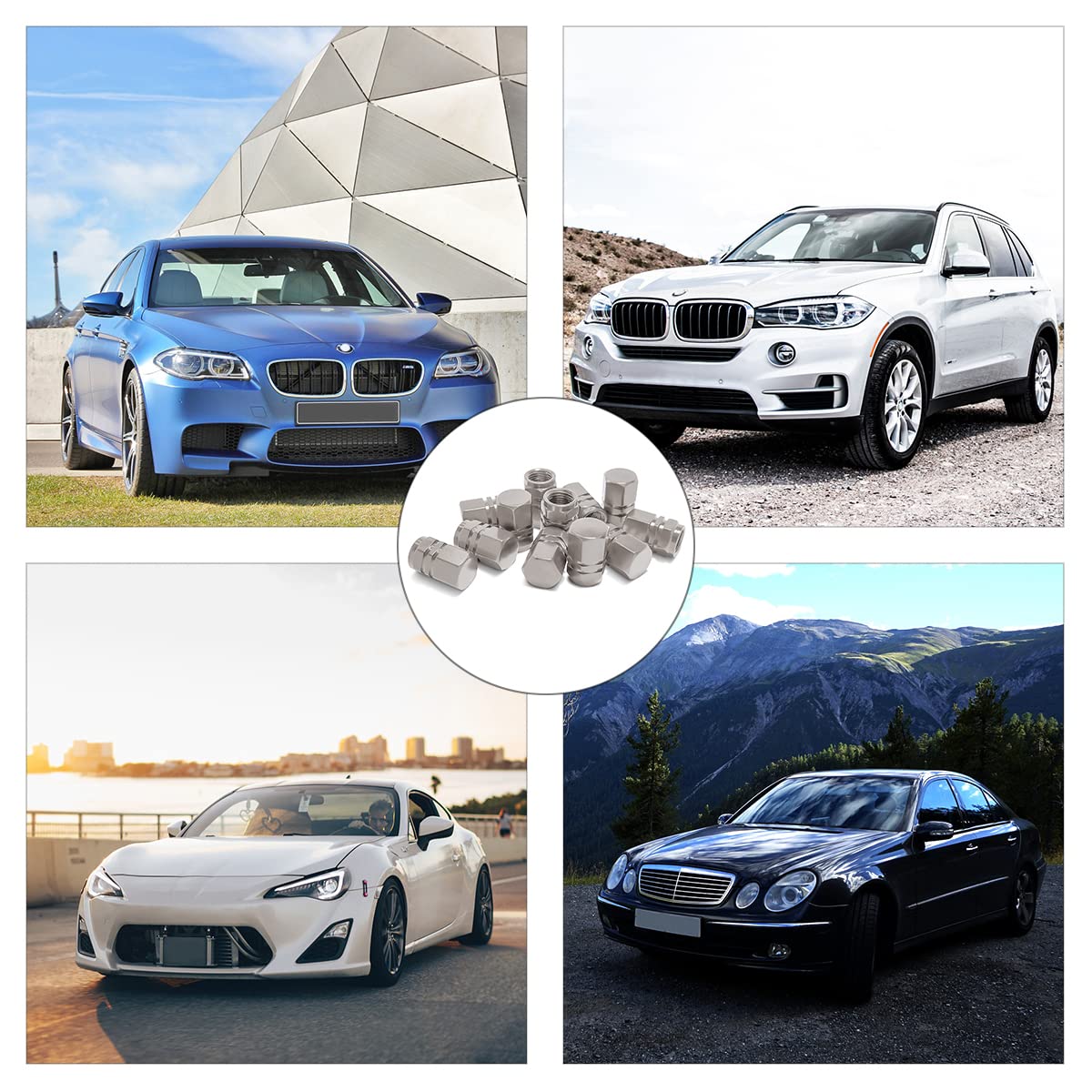 12 Pcs Car Tire Valve Stem Caps, Airtight Caps/Covers, Universal For Cars, Bicycles, Motorcycles, Suvs, Car Accessories For Men Women (Gray)