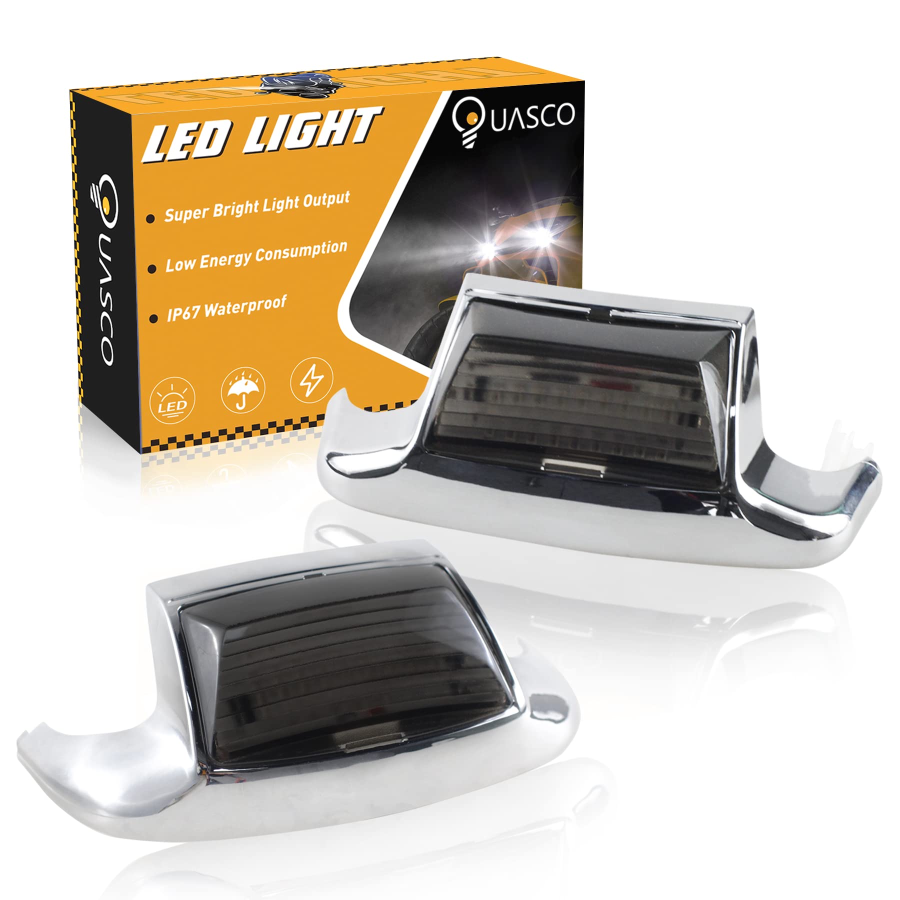 Quasco Front Rear Fender Lights, Led Fender Tip Brake Tail Light Compatible With Harley Electra Glide Road King Softail Heritage