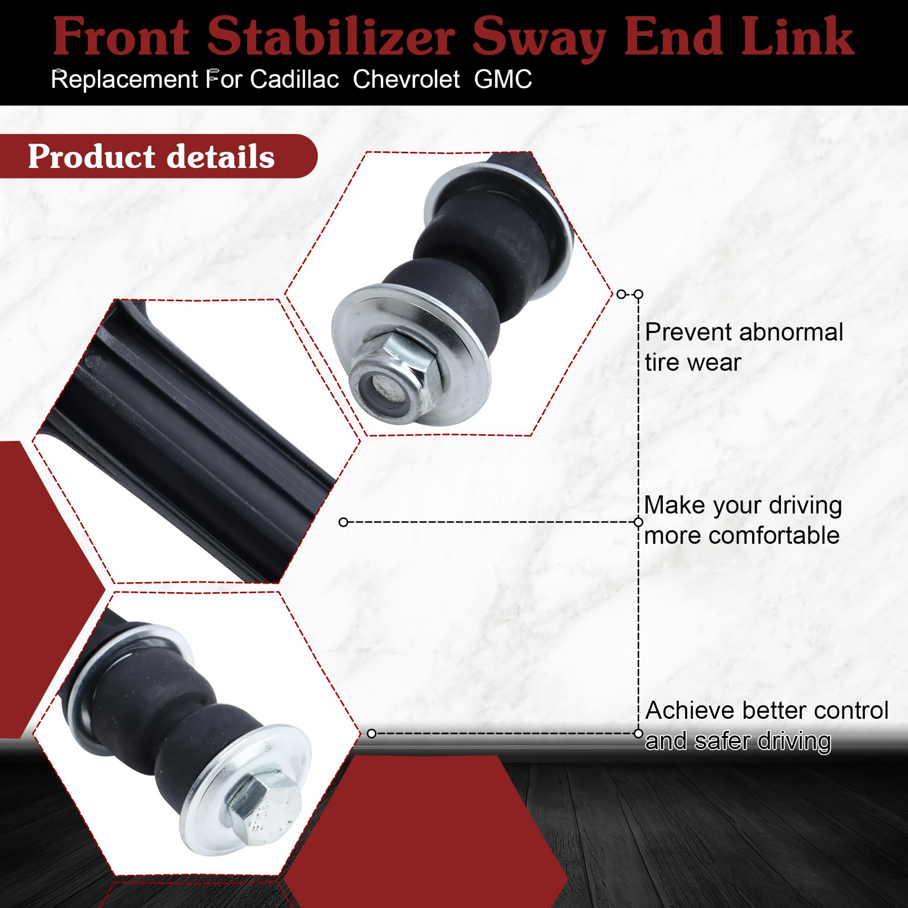Stiueoav K700432 Sway Bar Link - Front Stabilizer End Link Compatible With 2004-2019 Cadillac Escalade Esv/Ext?2007-2013 Chevrol