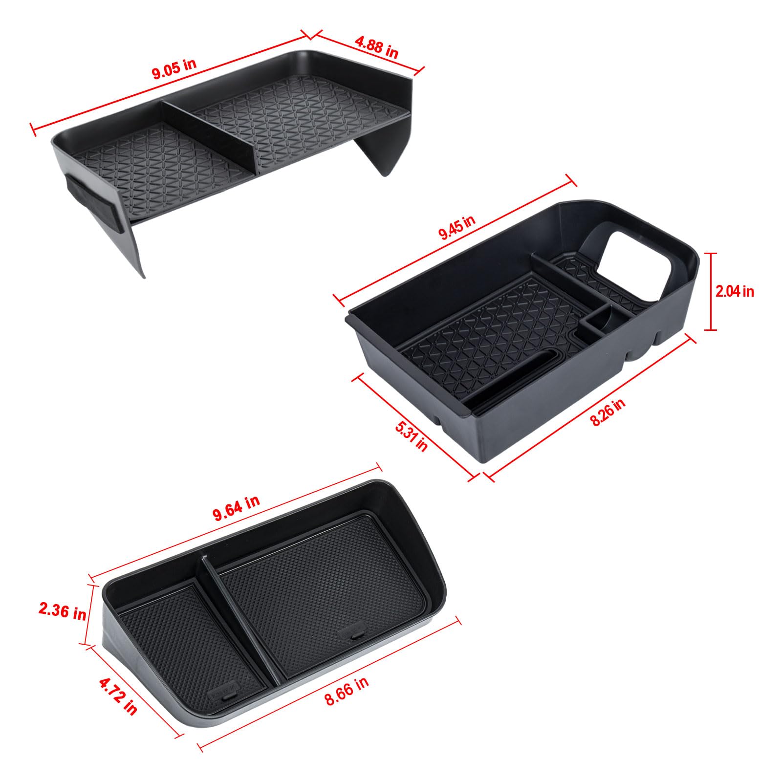 Neepiar Center Console Organizer Tray & Armrest Storage Box for Toyota RAV4 2019-2025, 3PCS, Durable ABS Material