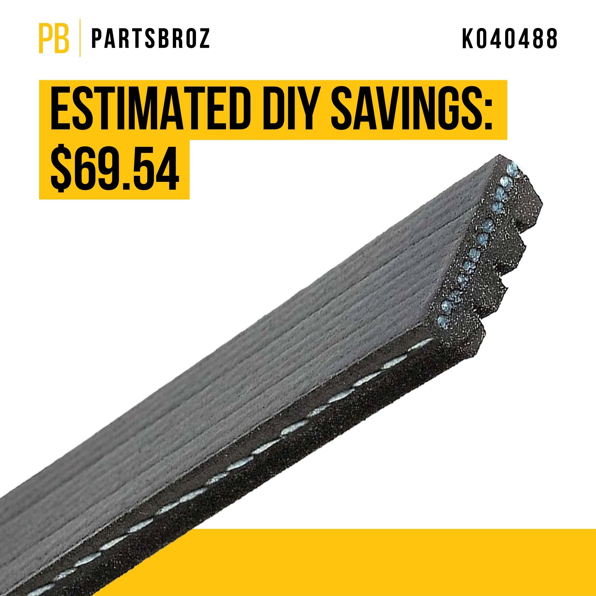 Partsbroz K040488 Micro-V Serpentine Drive Belt - Compatible With Gates Bando Acdelco Goodyear Continental Masterpro - Replaces