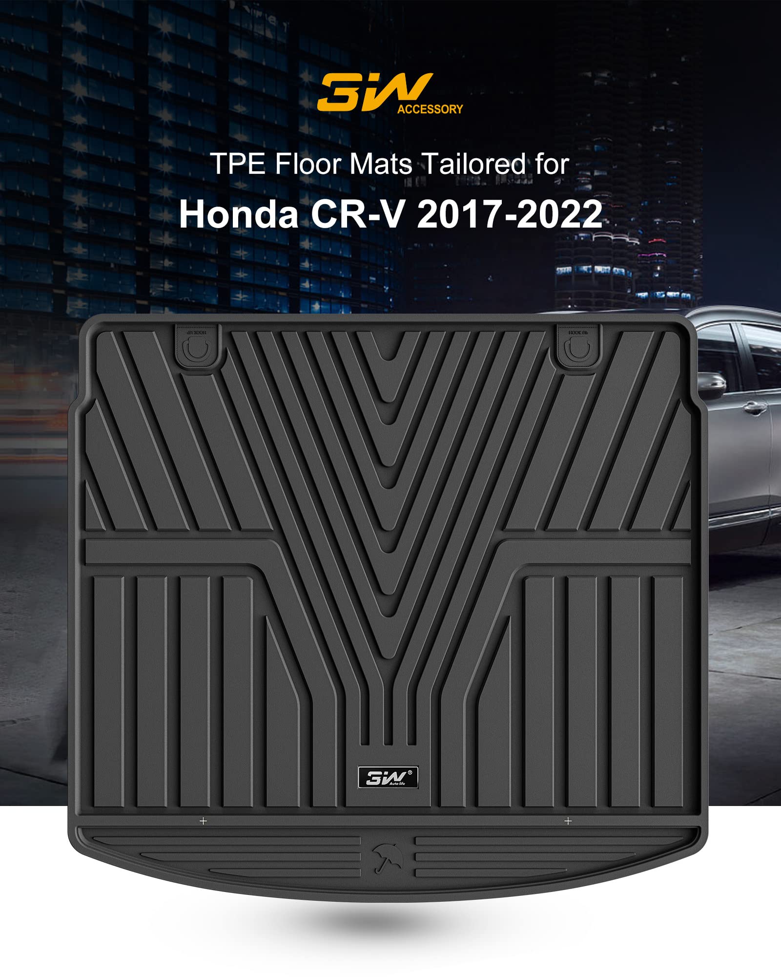 3W Cargo Liner Fit For Honda Cr-V 2017-2022 All Weather Custom Fit Trunk Liner For Honda Crv Heavy Duty Trunk Mat In Upper Posit