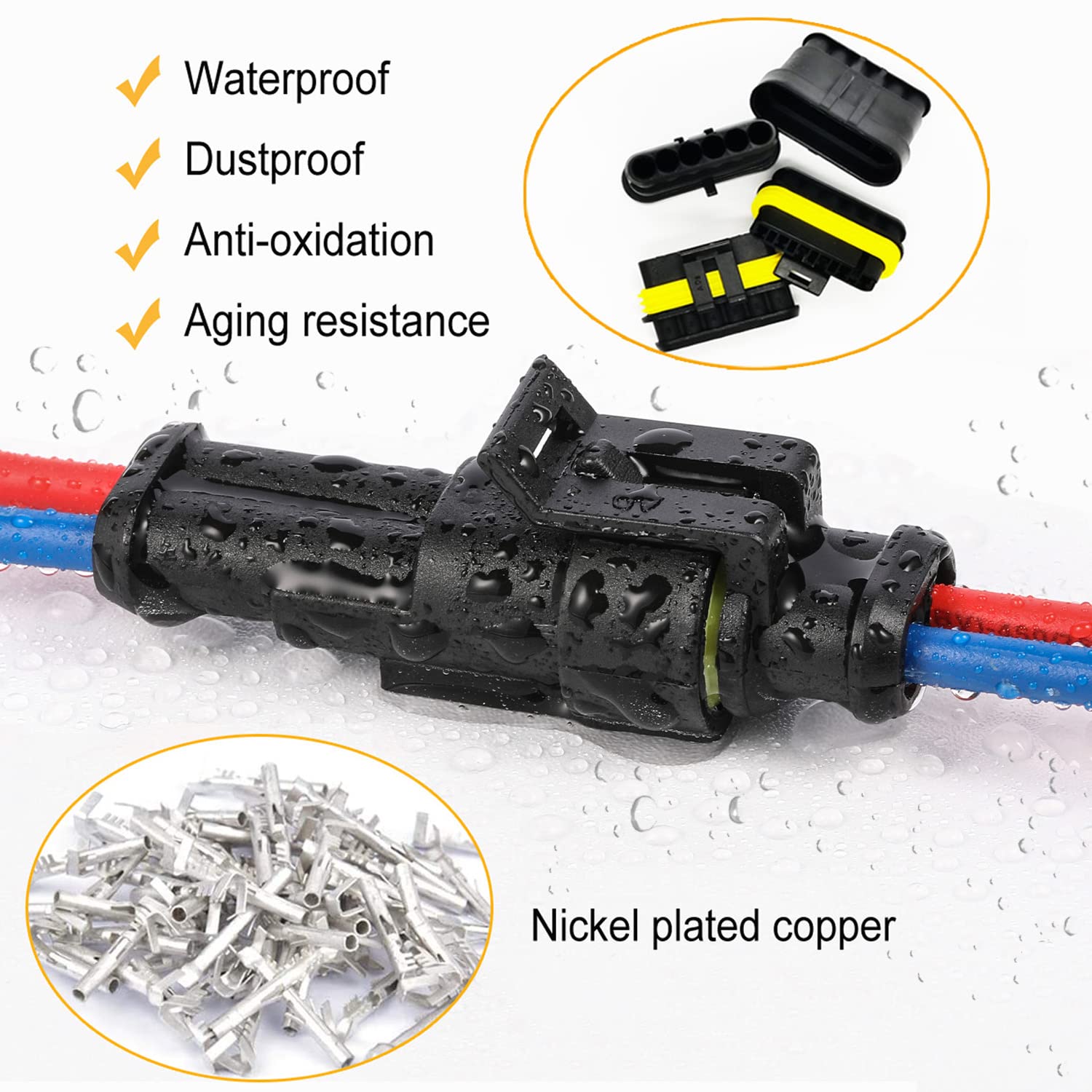 Twippo 5 Kit 6 Pin Connector Automotive Electrical Connectors Quick Connect and Disconnect 6 Wire Connectors Waterproof Connecto