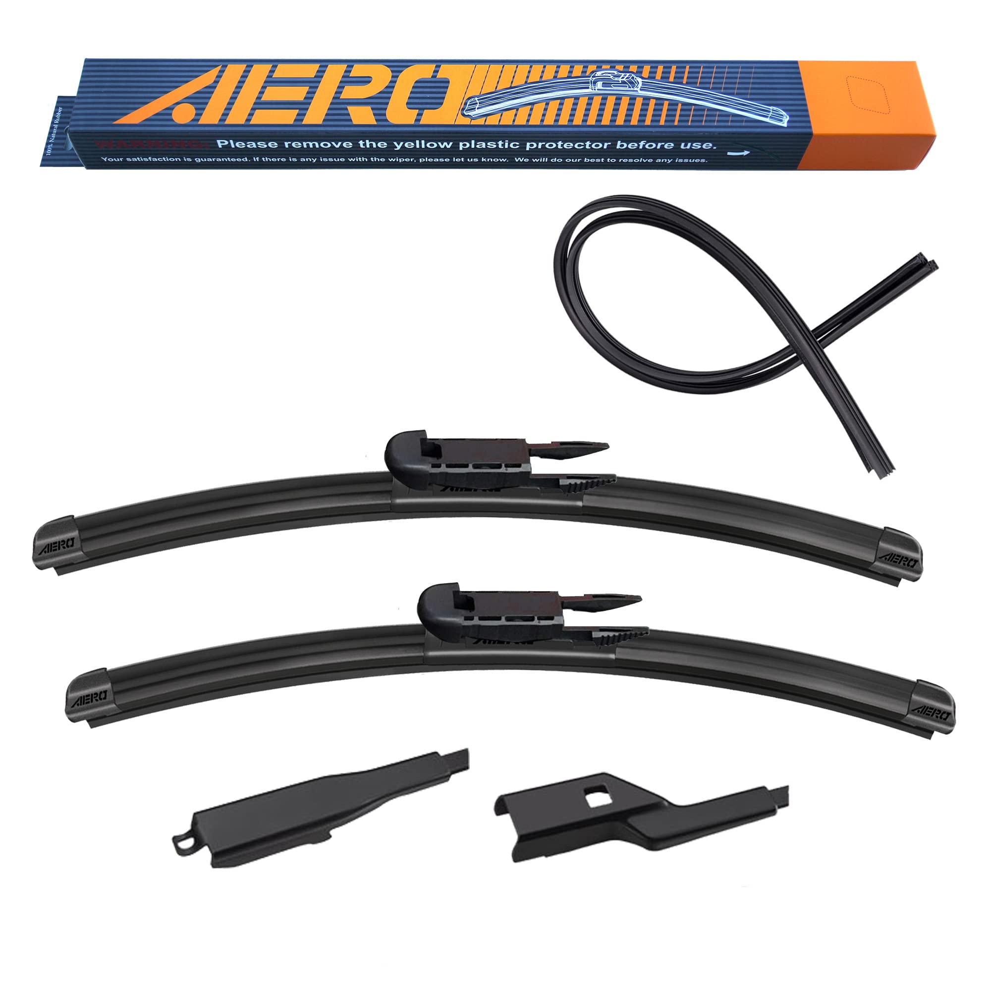 Aero Avenger 24'+19' Premium All-Seasaon Windshield Wiper Blades With Extra Refills Oem Replacement For Audi A3 2014-2008 (Set Of 2)