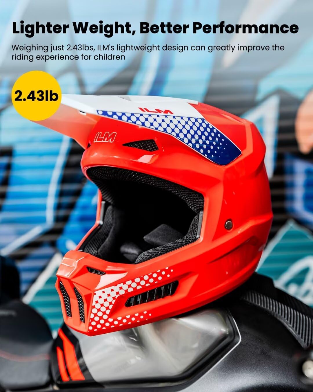 ILM Youth Dirt Bike Helmets Kids ATV Helmet Motorcross BMX Off Road Motorbike with Goggles Gloves Mask DOT Model MT601Y (Popart