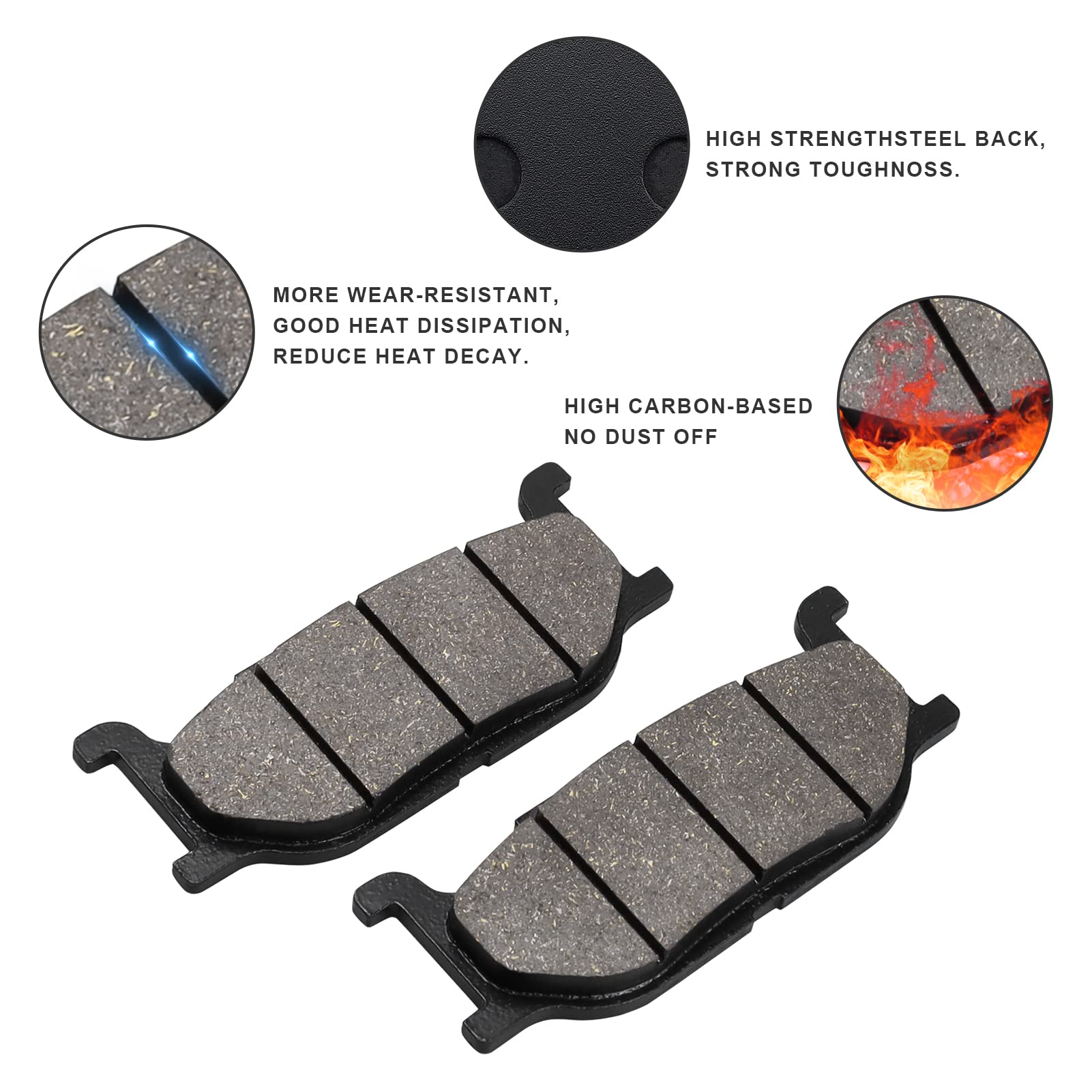 Sollon Front And Rear Brake Pads For Yamaha Xvs1100 Vstar 1100 Custom Midnight 2007-2008 / Xvs1100 V-Star Custom/Classic/Silverado 1999-2009 Virago 1100 Xv1100 / Dragstar 1100 Xvs1100