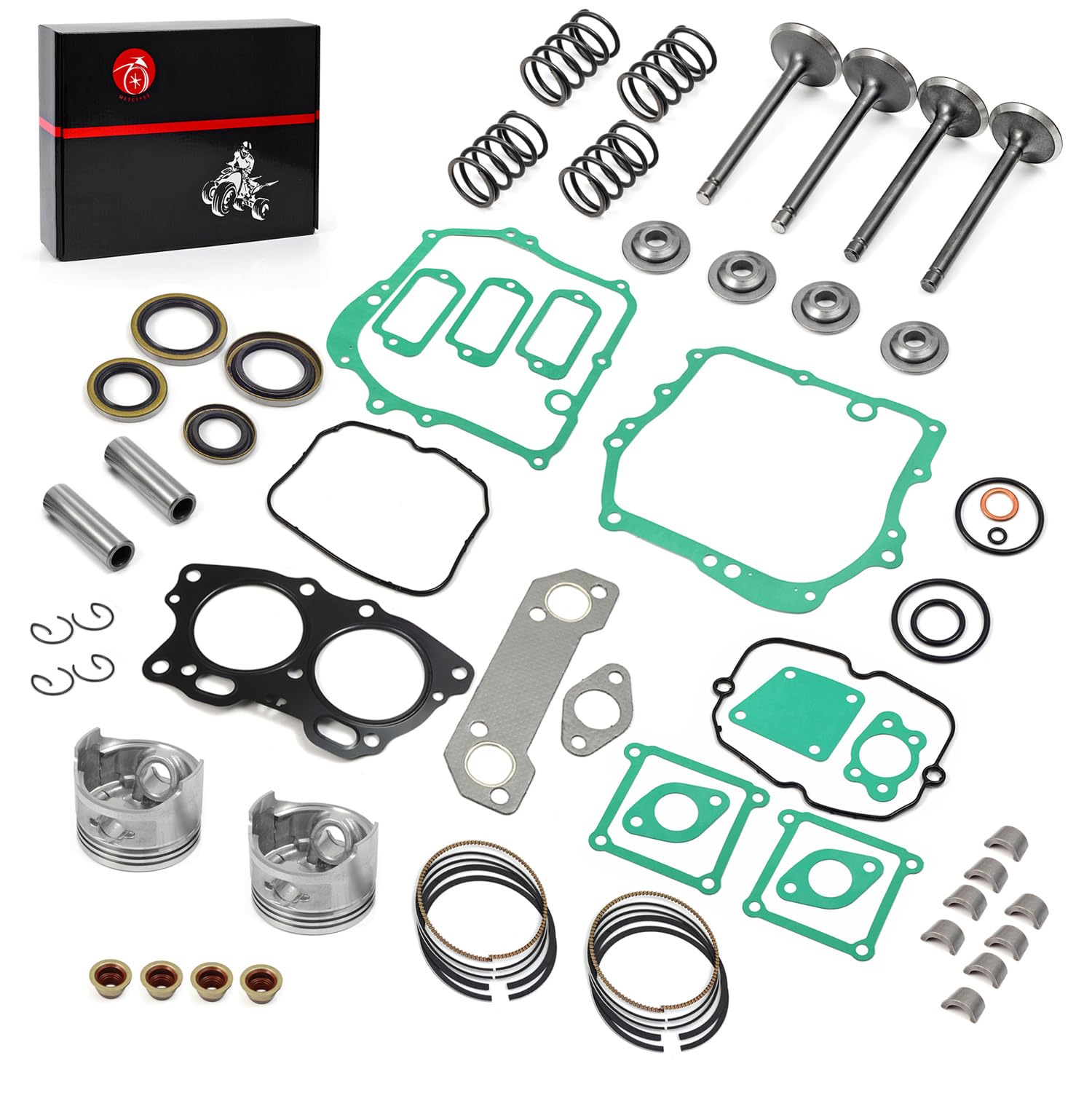 MOTO1988 Top End Rebuild Kit for EZGO Fuji Robin 295cc Golf Cart - Piston, Rings, Gasket, Valves & Springs - 1991-2002 Model