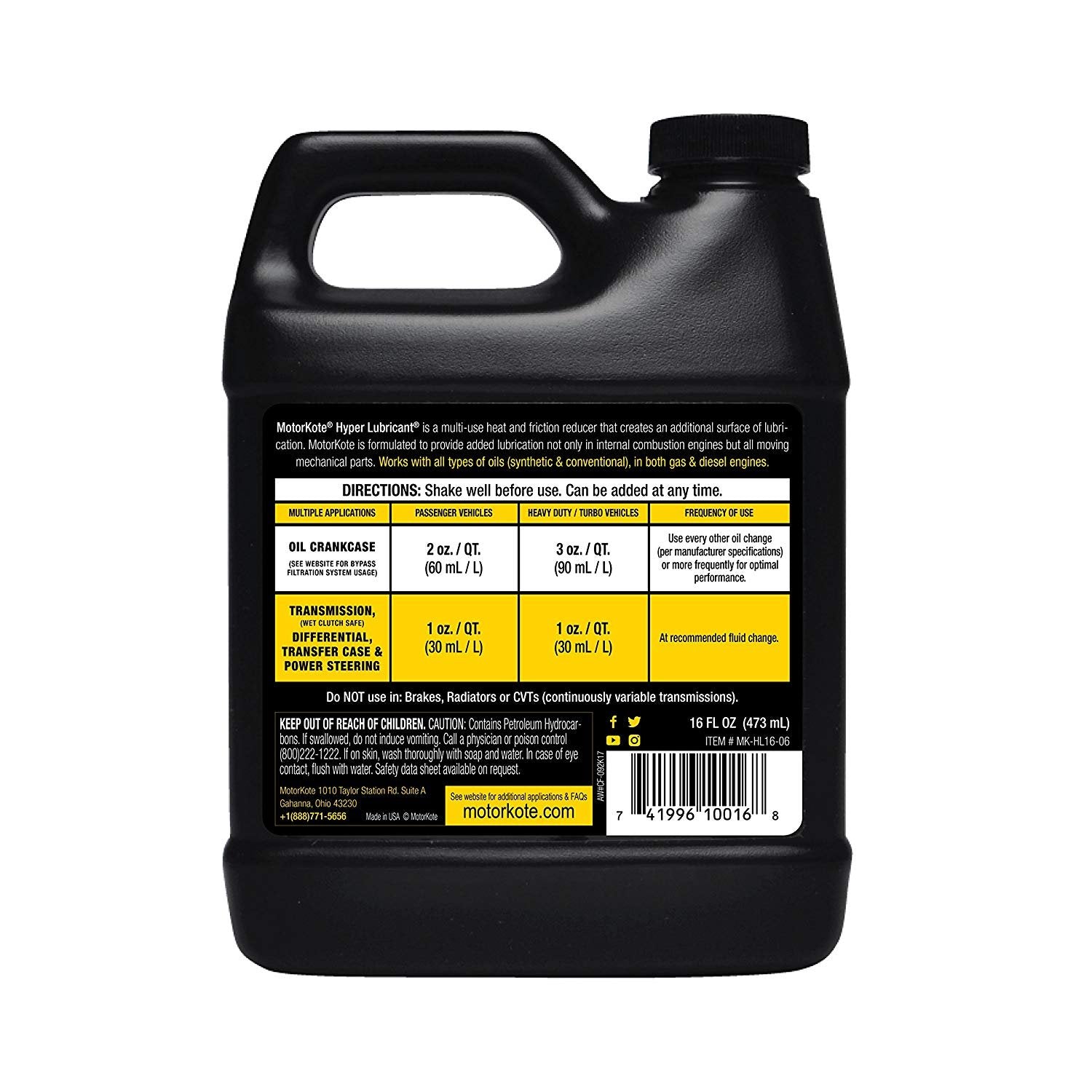 Motorkote Mk-Hl16-06-6Pk Heavy Duty Hyper Lubricant, 16-Ounce, 6-Pack