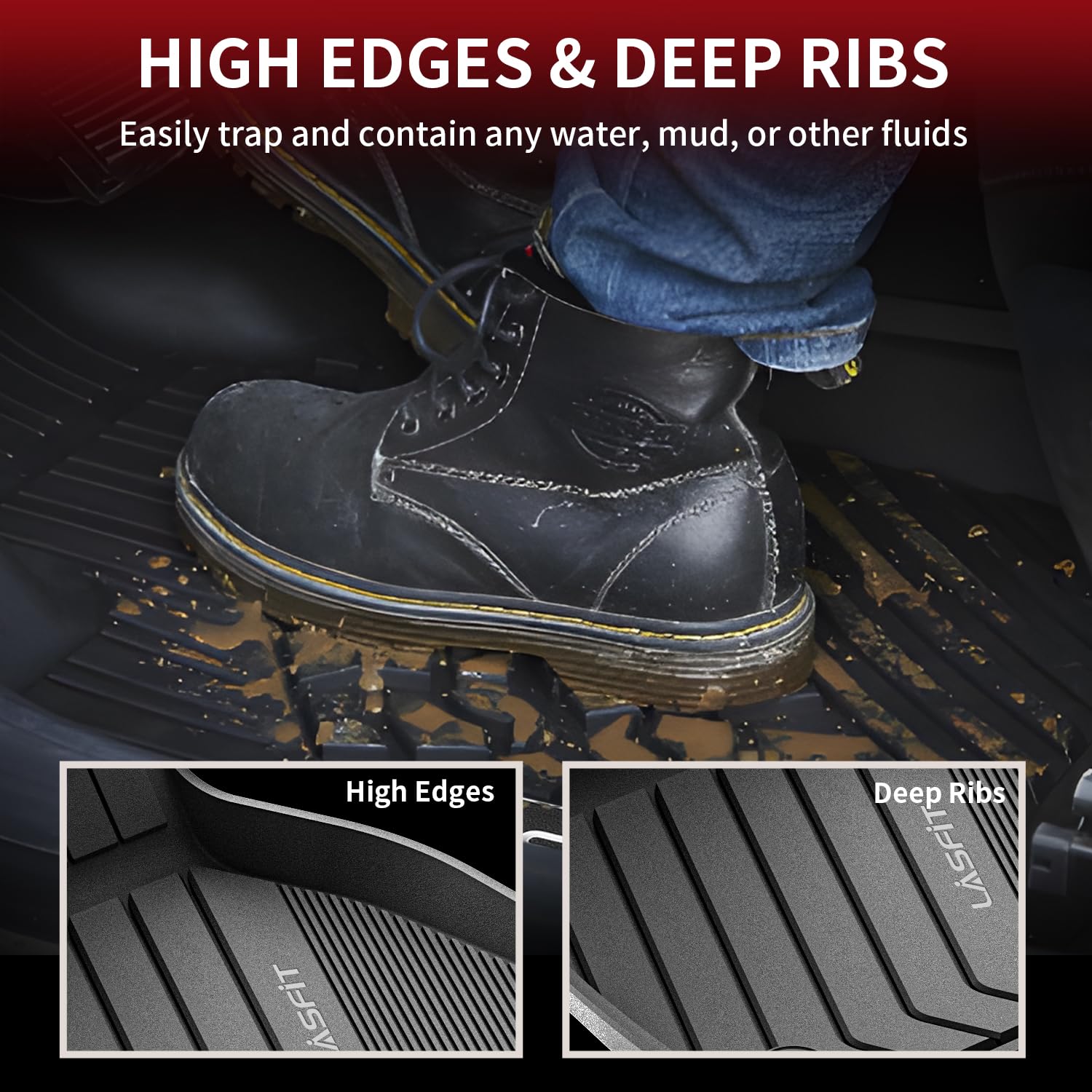 Lasfit Floor Mats Fit For Bmw X7 2019-2025 2026 7 Seaters, Custom Fit Tpe All Weather Waterproof Floor Mat Front & Rear Rows Car