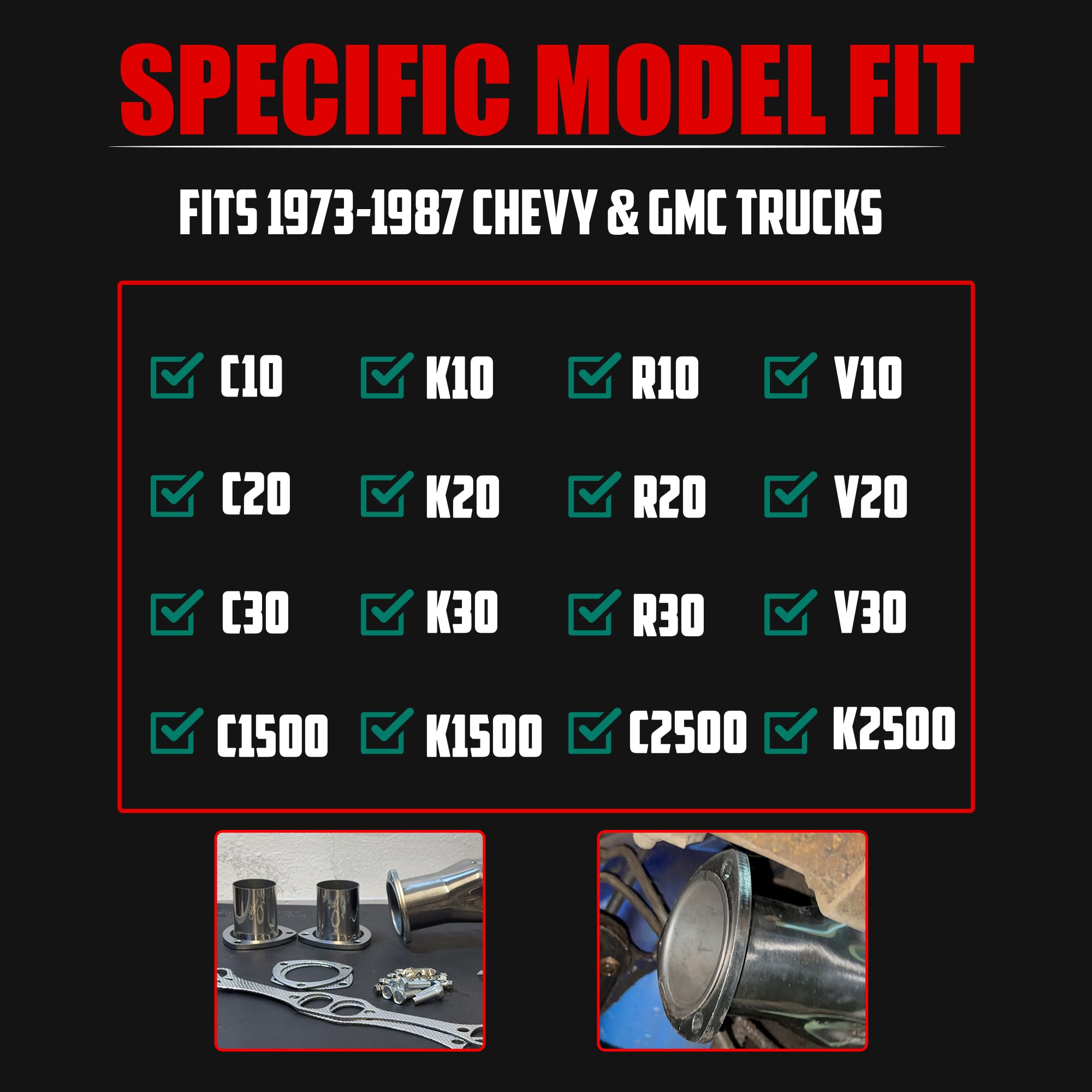 Polished Stainless Long Tube Headers for Small Block Chevy GMC 1973-1987 C10 K10 C20 K20 C30 K30 Blazer Suburban Jimmy 265 283 3