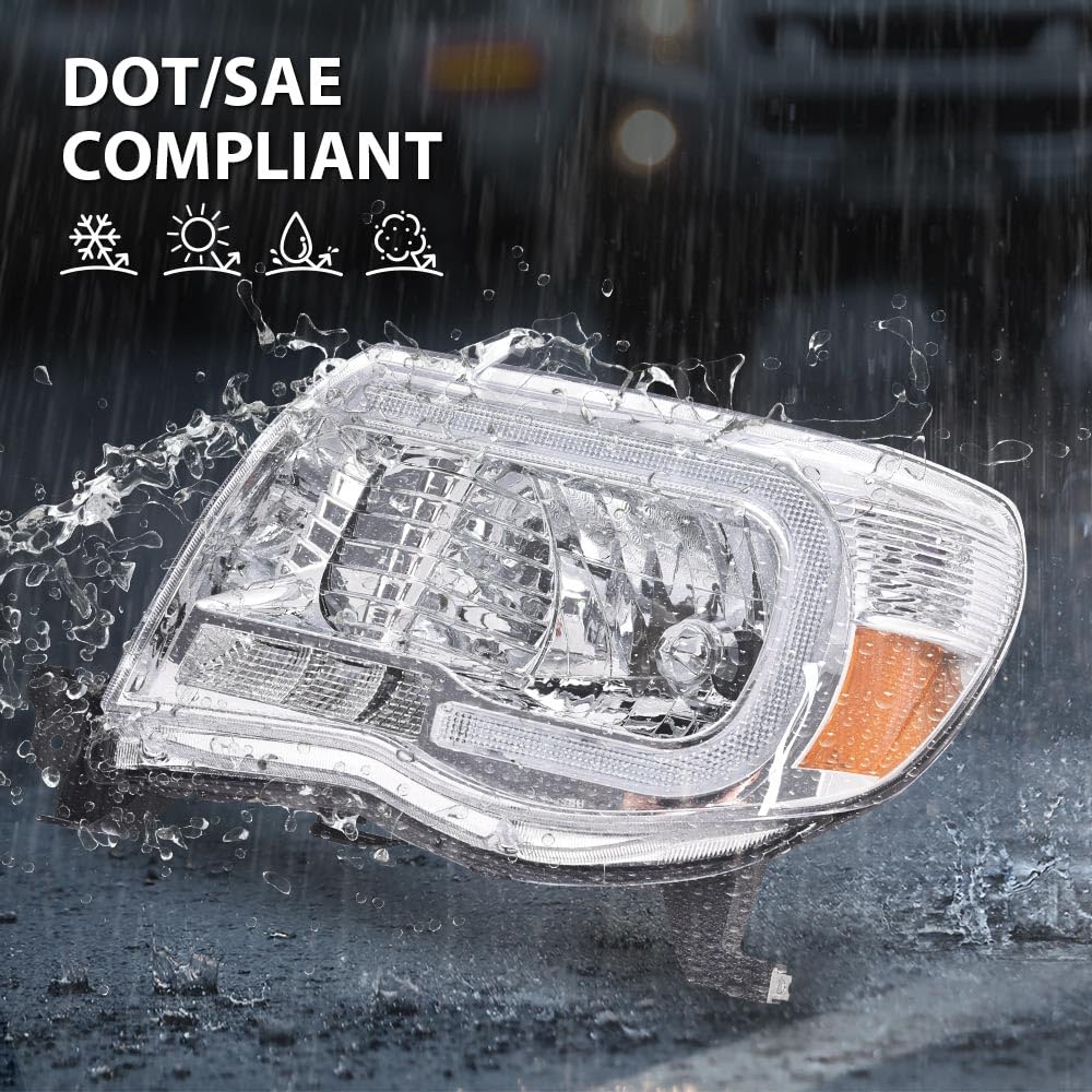 G-Plus Led Drl Tube Halo Projector Headlights W/O Bulbs Driver & Passenger Side,Fit For Toyota Tacoma 2005 2006 2007 2008 2009 2