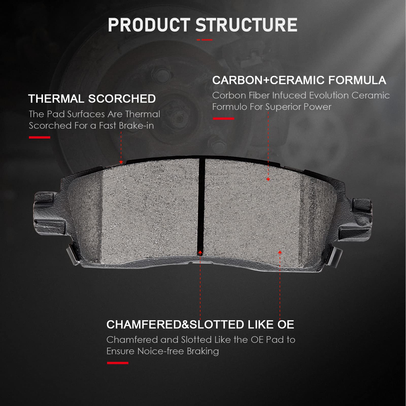 Cciyu D1169 D883 Ceramic Front Rear Brake Pads For Buick Enclave/Rainier,For Chevy Ssr/Trailblazer/Traverse/Trailblazer Ext,For