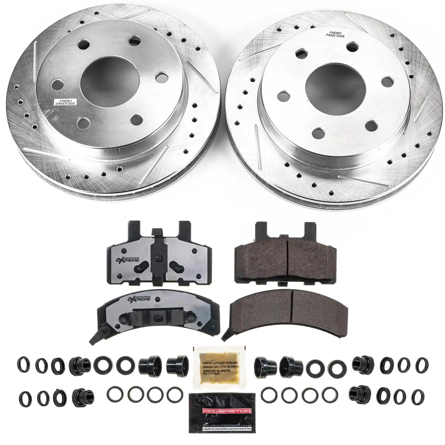 Power Stop K1970-36 Front Z36 Truck & Tow Brake Kit, Carbon Fiber Ceramic Brake Pads With Drilled And Slotted Brake Rotors For C