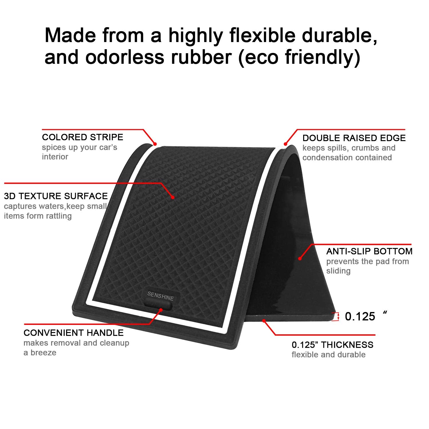 Senshine For Honda Cr-V Crv Accessories 2020 2021 2022 Cup Holder Insert Center Console Liner Trim Door Packet Mats Non-Slip Anti Dust Premium Custom Interior 20Pc Set (White Trim)