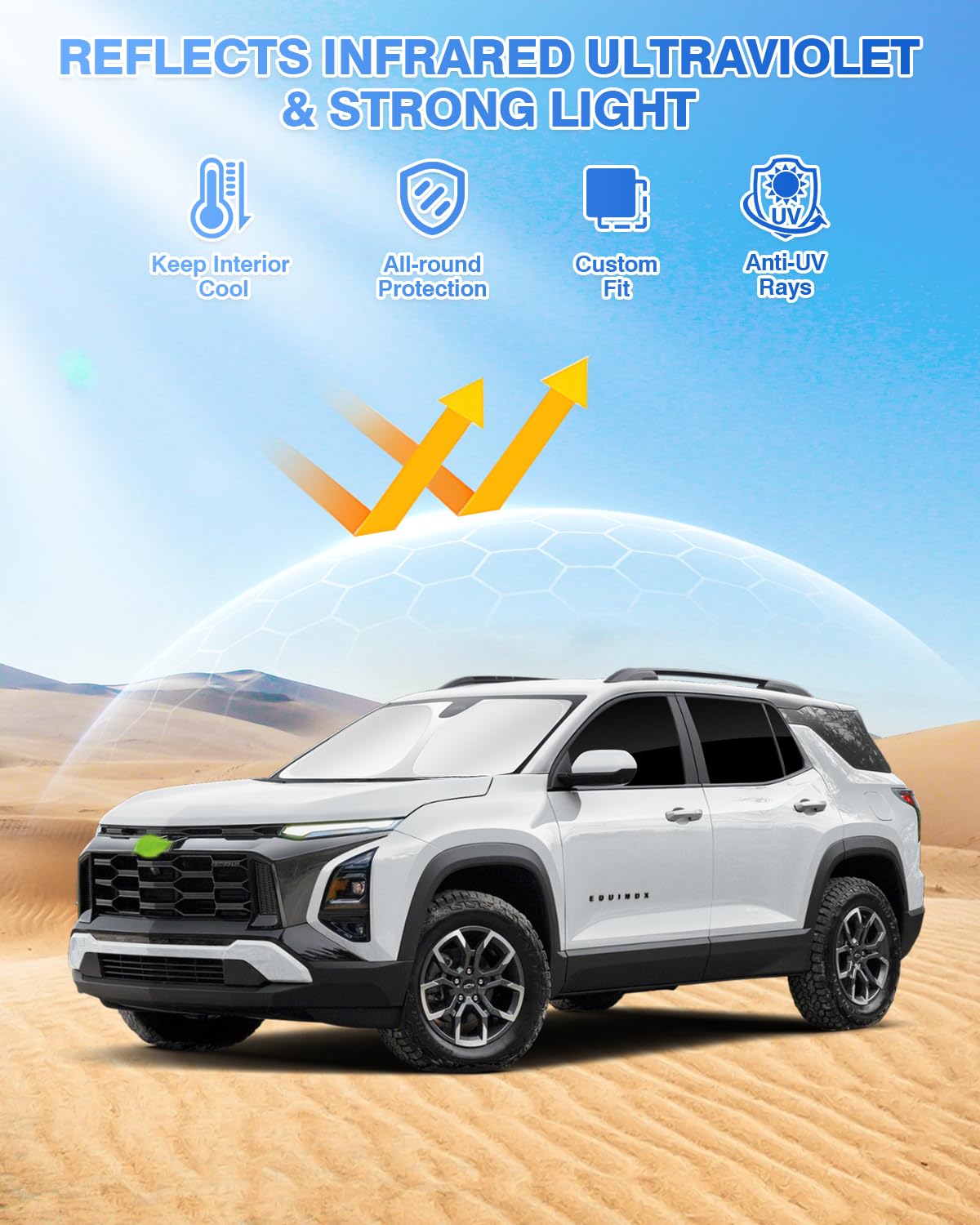 Canvcle Sunshades For 2025 Chevrolet/Chevy Equinox Accessories Windshield Sun Shade Side Rear Window Shade Cover Sun Visor Shiel