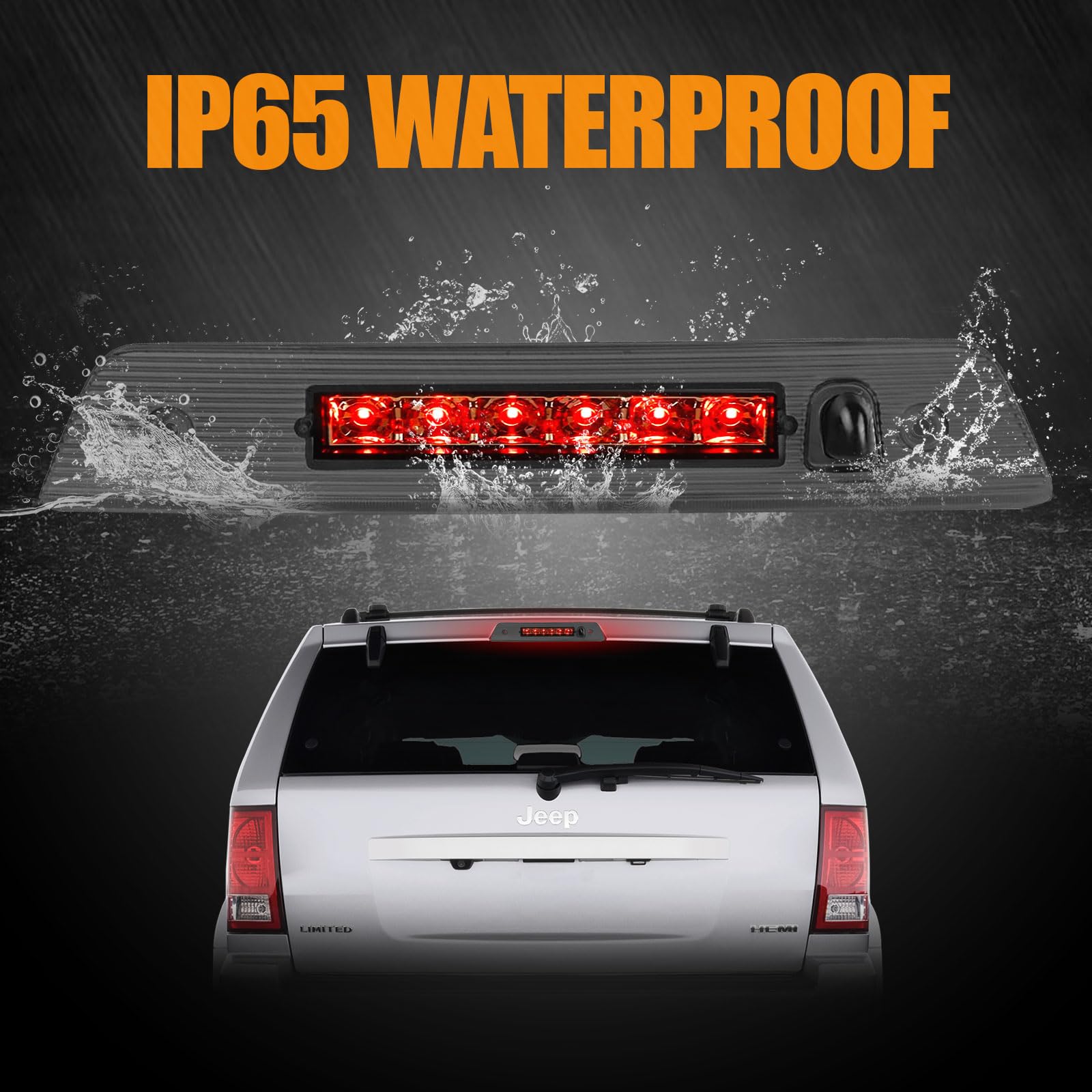 Cxdar Third 3Rd Brake Light Led For 2005-2010 Jeep Grand Cherokee, High Mount Rear Brake Lights Assembly For 05-10 Grand Cheroke