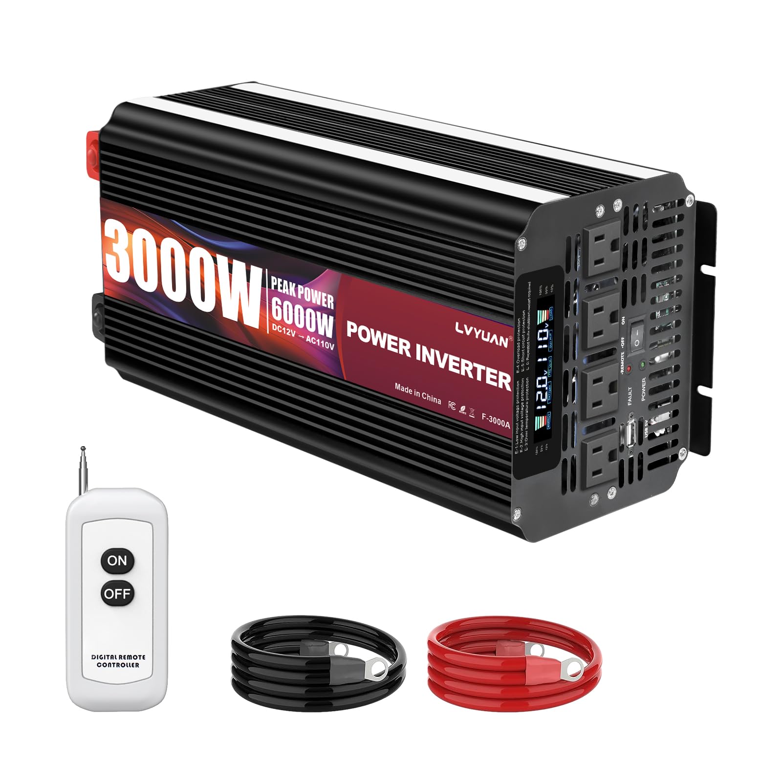 LVYUAN 5000 Watt Power Inverter 48V to 110V 120V for Vehicle, Solar Inverter System, Heavy Duty, RV, Truck, Off Grid,Camping wit