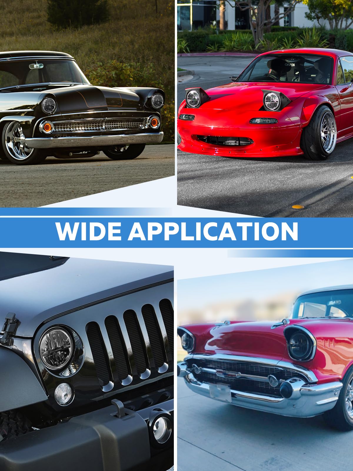 Zimablue 7 Inch Led Headlight 2Pcs Cool White High Low Beam Plug And Play 7'' Round Headlights H6024 Led Headlight Dot Approved