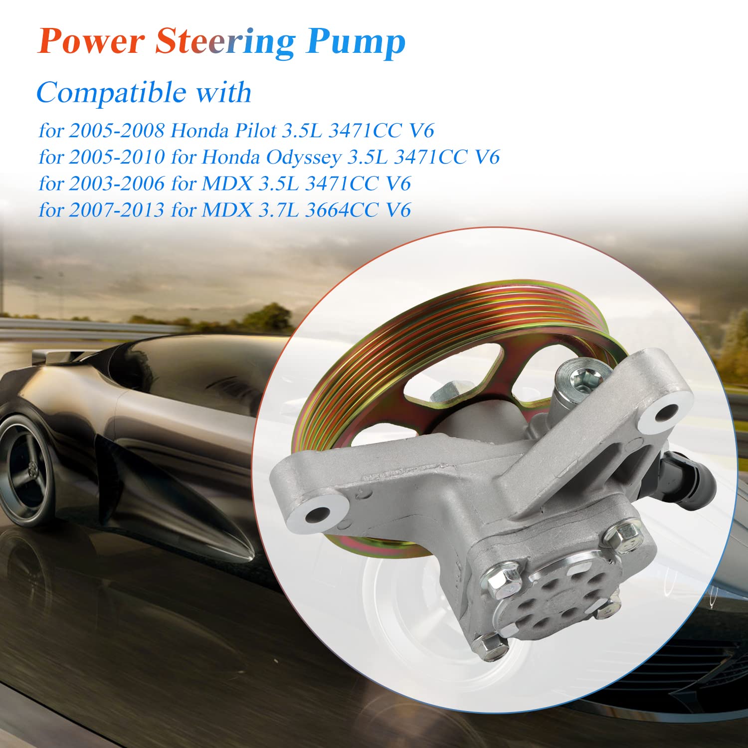 Daysyore 21-5494 Power Steering Pump With Pulley Fits For 2008-2012 Accord 3.5L For 2009-2011 Pilot For 2012 Crosstour Ex 3.5L F