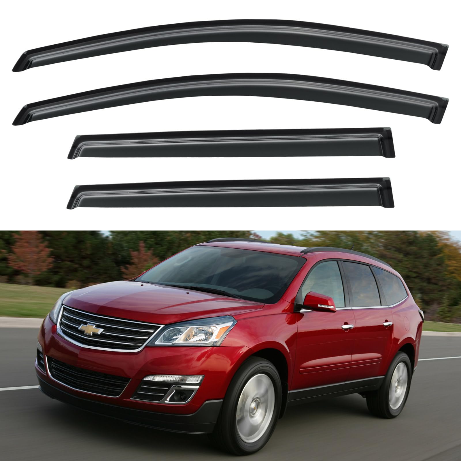 Window Visors Rain Guards Shield for 2009-2017 Chevy Traverse, Out-Channel Window Vent Wind Deflectors Visors Shades for 09-17 T