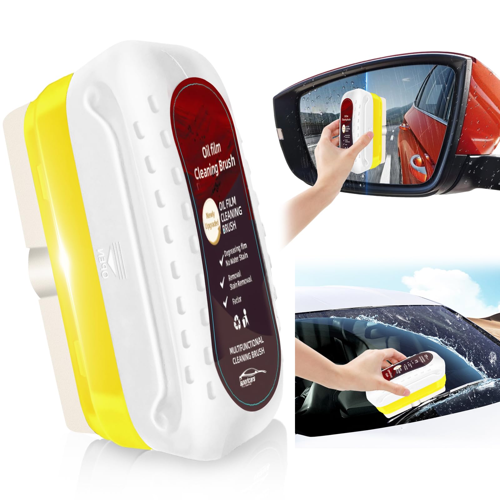 luseyfj Automotive Oil Film Cleaning Brush, Upgraded Antifog & Rainproof Glass Cleaning Board, Reusable Glass Oil Film Remover f