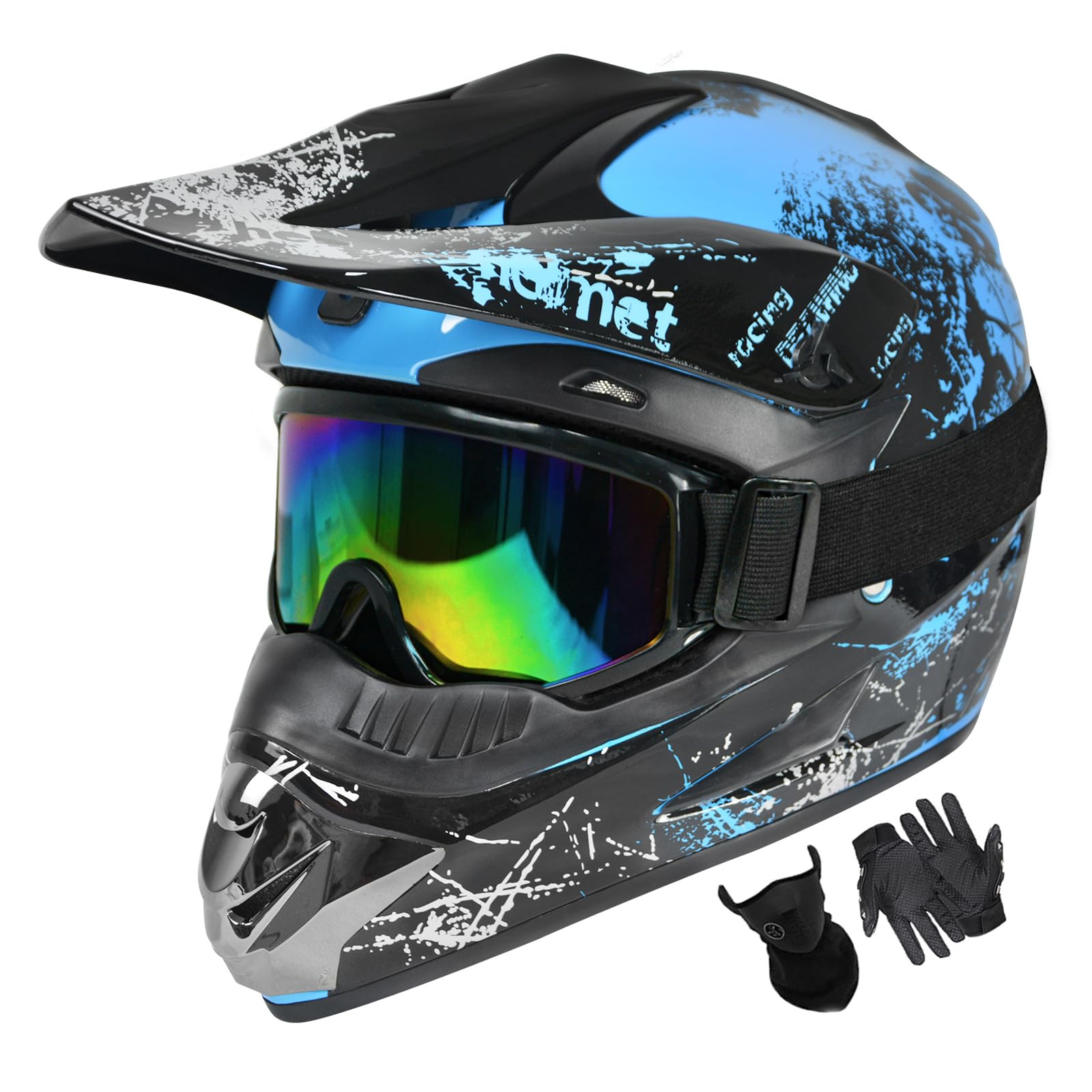 Sanqing Dirt Bike Helmets Youth Motocross, Motorcycle, Bmx, Atv, Off-Road, Kids Four Wheeler, Moutain Bike Helmets Dot Approved