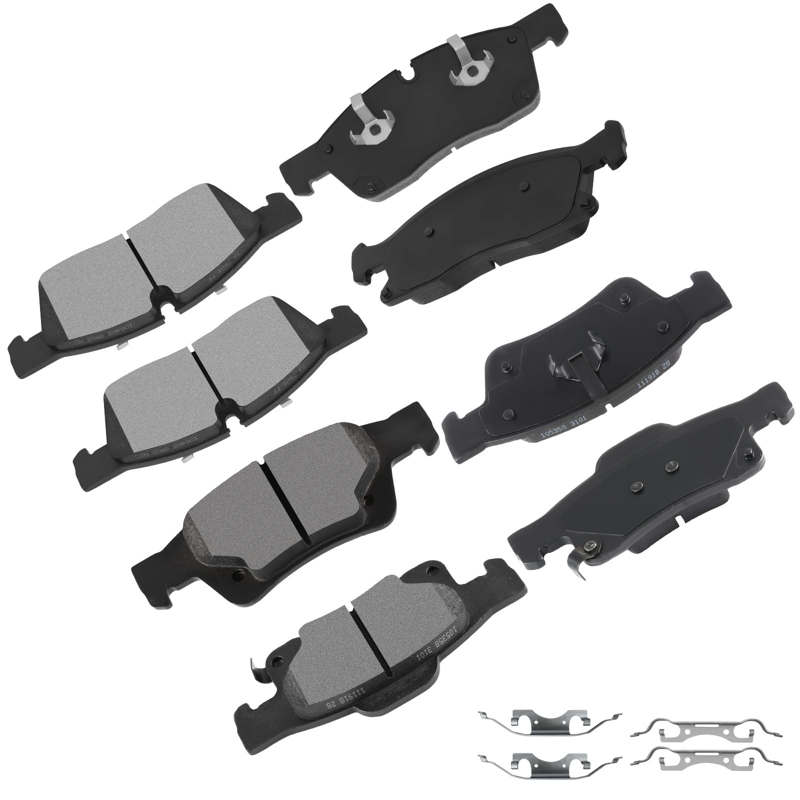Cciyu D1629 D1498 Front & Rear Disc Brake Pads Kit For Dodge For Durango 2017-2018,For Jeep Grand Cherokee 2017-2019 8Pcs