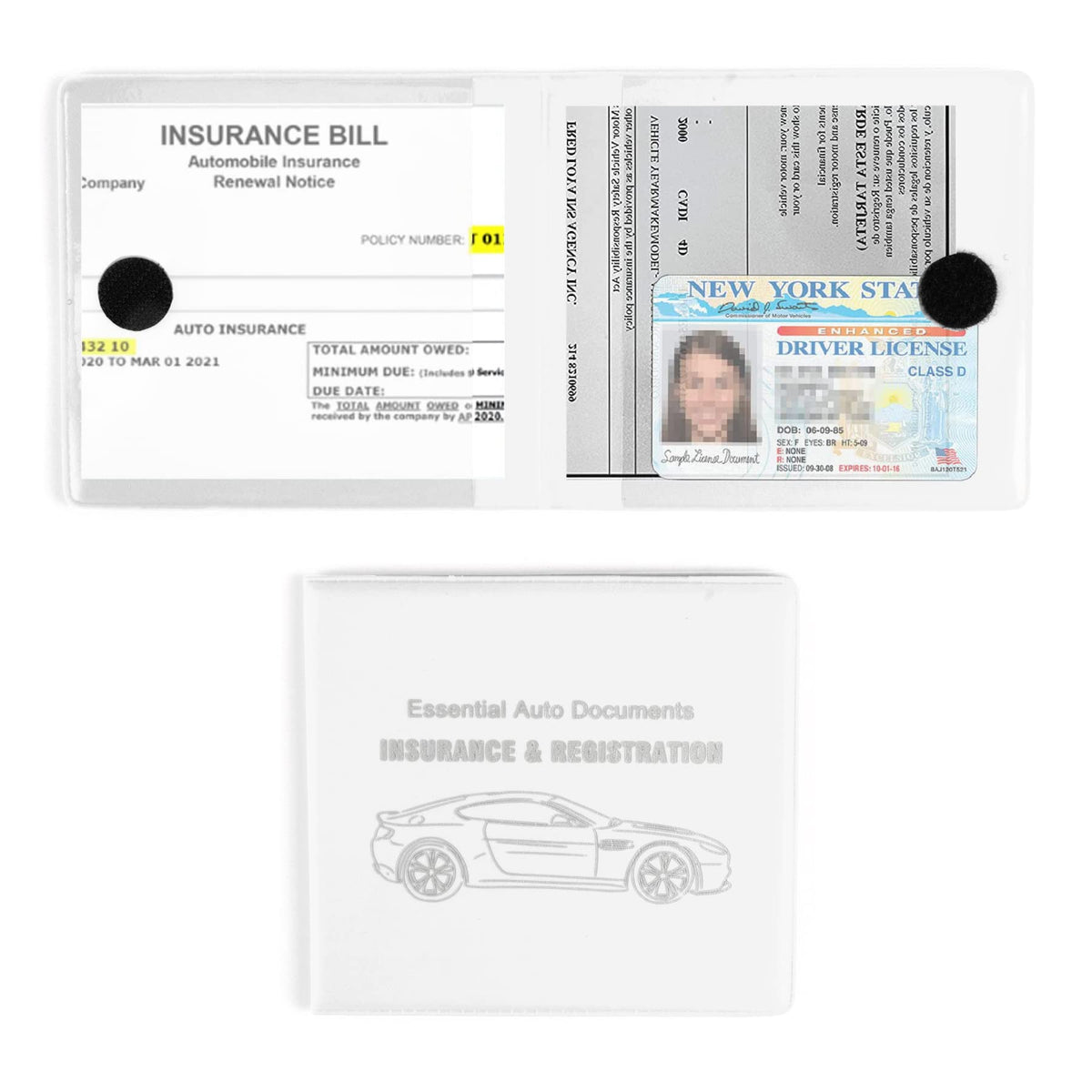 Uyye Auto Car Essential,Car Registration And Insurance Card Documents Holder 2-Pack,Car Interior Accessories For Car,Truck,Suv And Other Vehicle,Case Wallet For Car Documents Organizer(White)