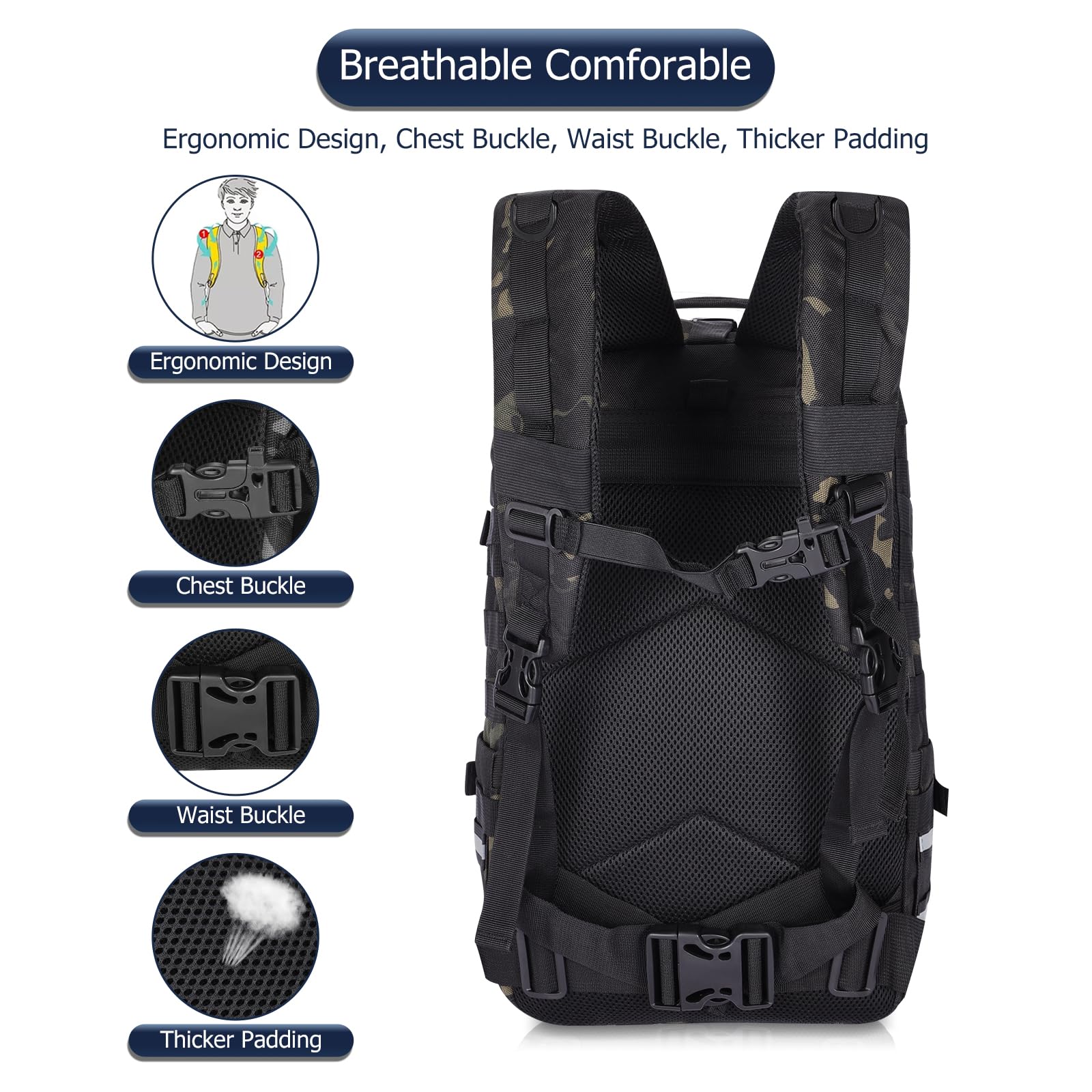 Hutigertech Helmet Backpack For Motorcycle Riders Waterproof Stand, Large Capacity Backpack With Helmet Holder, Helmet Bag Storage Hiking Cycling Motorcycle Backpacks For Men