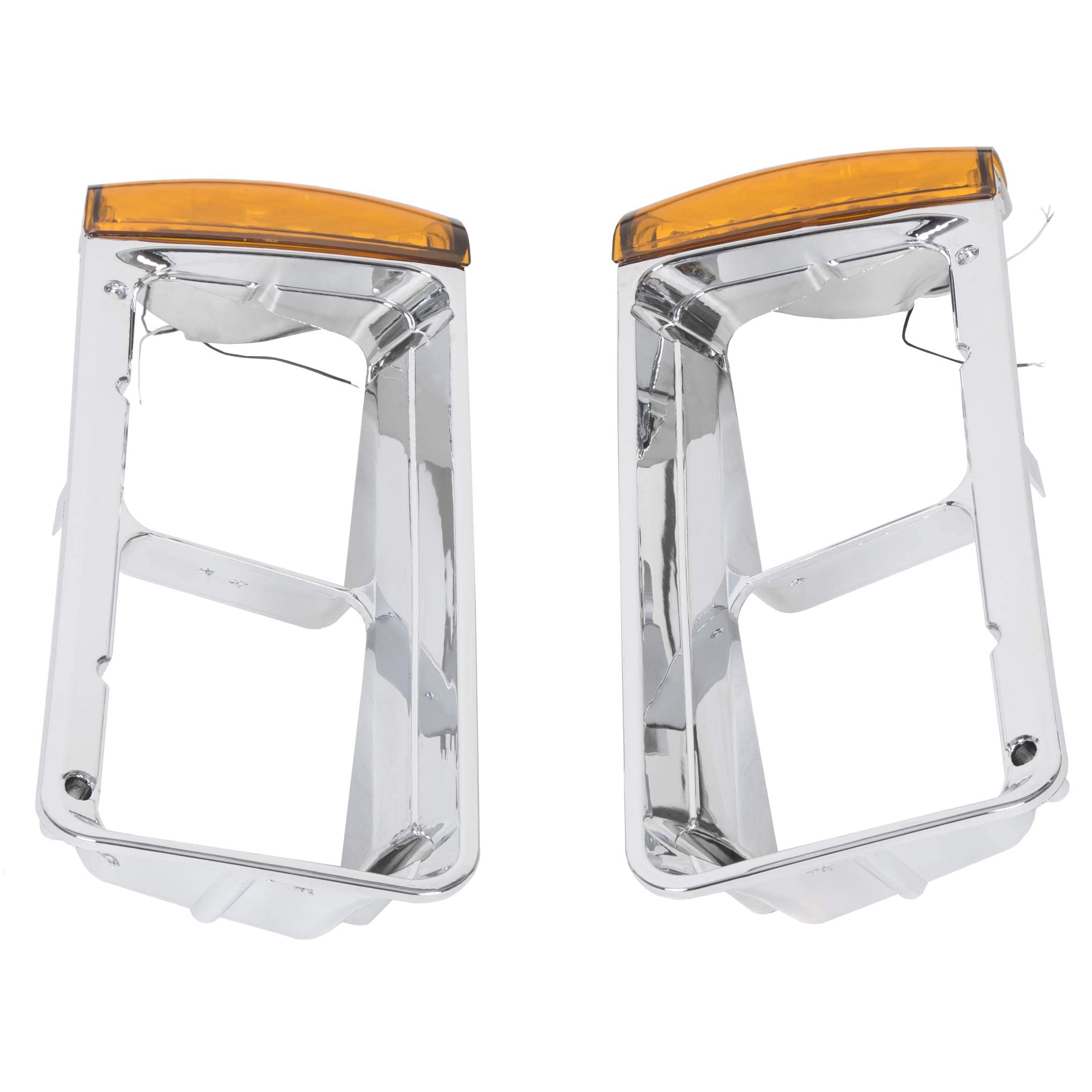 Hecasa Headlight Bezel W/Led Compatible With 1989-2002 Freightliner Fld120 Turn Signal Light Lamp 3 Wires Replacement For A06-20