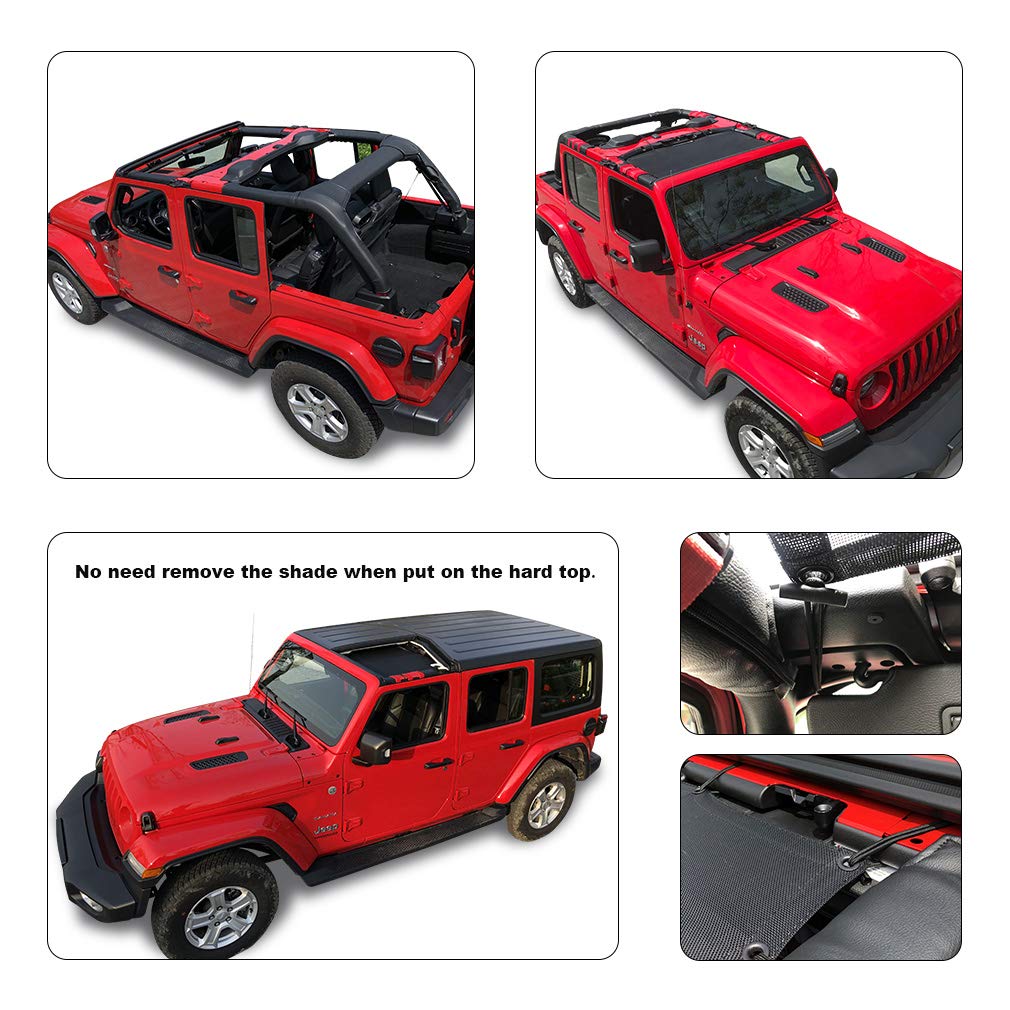 Shadeidea Sun Shade For Jeep Wrangler Jl Unlimited 2 Door And 4 Door (2018-2023) Front-Black Mesh Screen Sunshade Jlu Sahara Rub