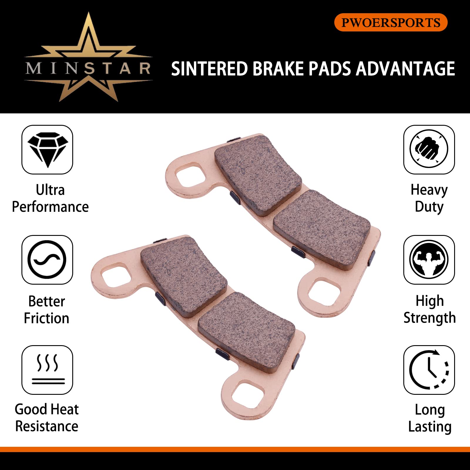 Sintered Brake Pad 2206025 & 2203318 For 2015-2020 Polaris RZR 900(all Edition), 2015-2021 Polaris RZR S 900 EPS Premium, 2016-2
