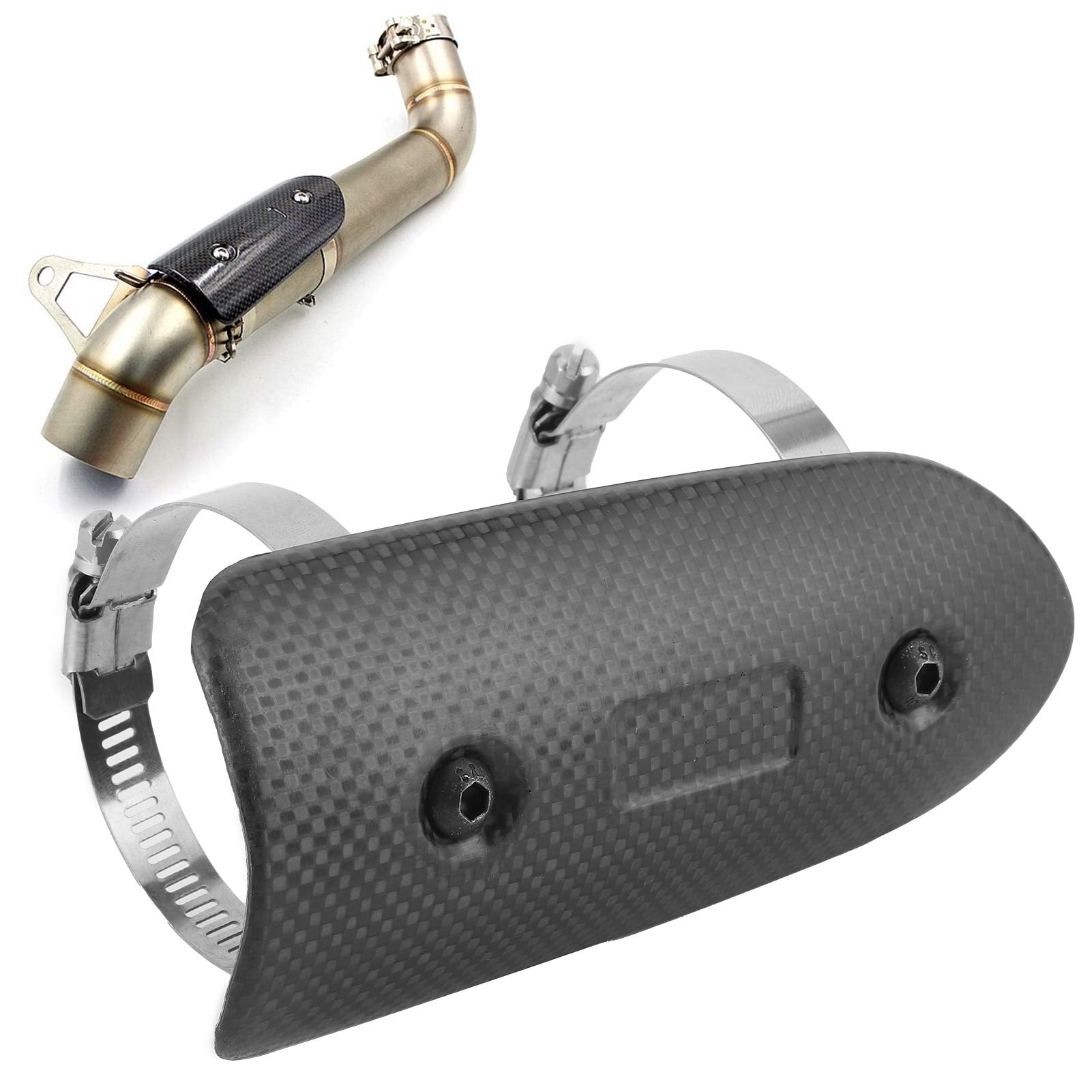 Motorcycle Pipe Heat , Universal Motorcycle 40-65Mm Carbon Fiber Mid?Pipe Heat Guard Kit With Clamps