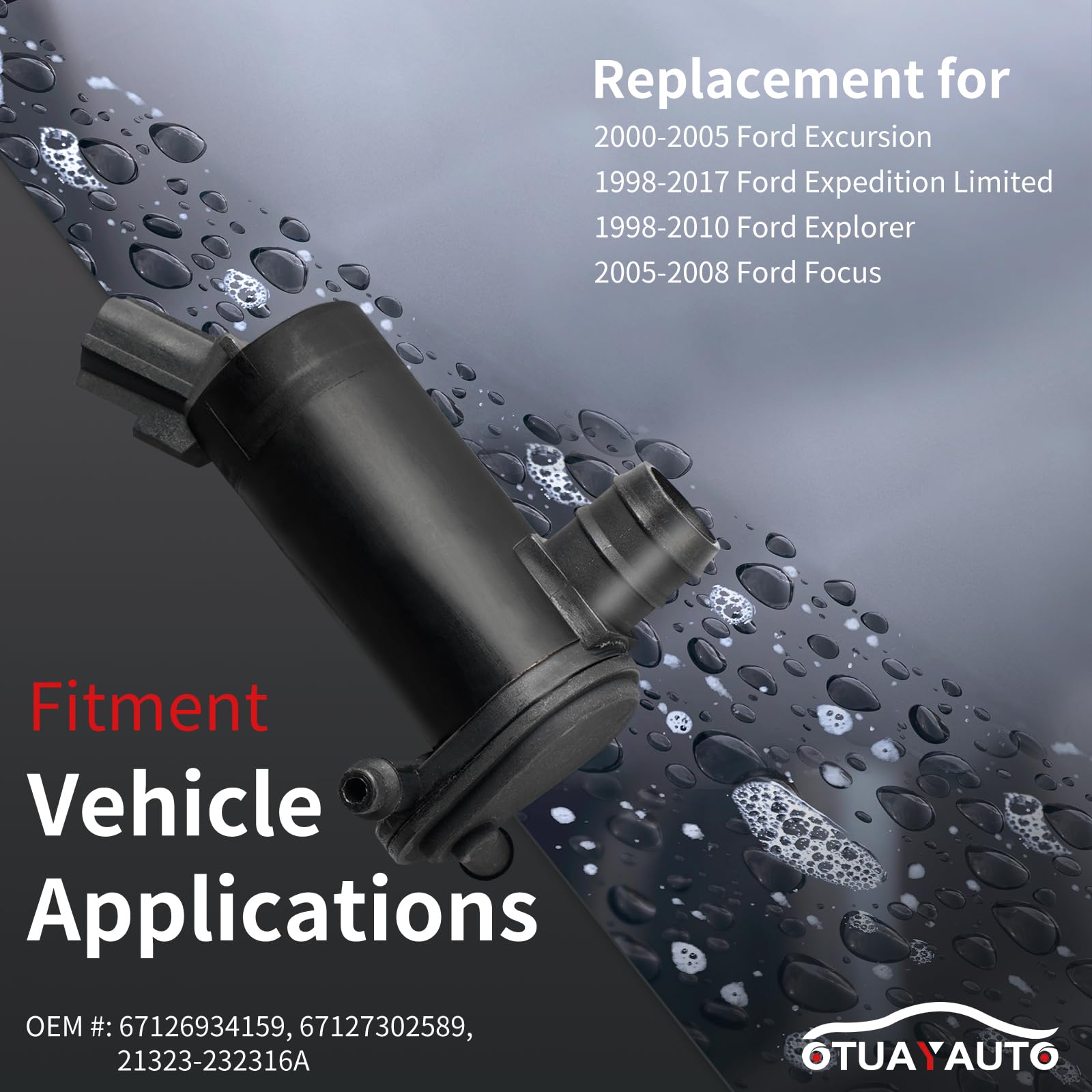 Otuayauto Premium Windshield Washer Pump Replacement For 98-17 Ford Expedition Limited, 98-10 Ford Explorer, 00-05 Ford Excursio