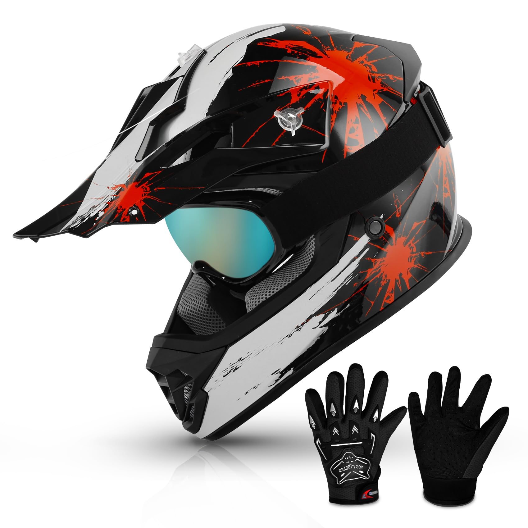 TCMT Dot Youth & Kids Motocross Offroad Street Helmet Full Face Motorcycle Youth ATV Helmet Dirt Bike Motocross ATV Helmet+Glove