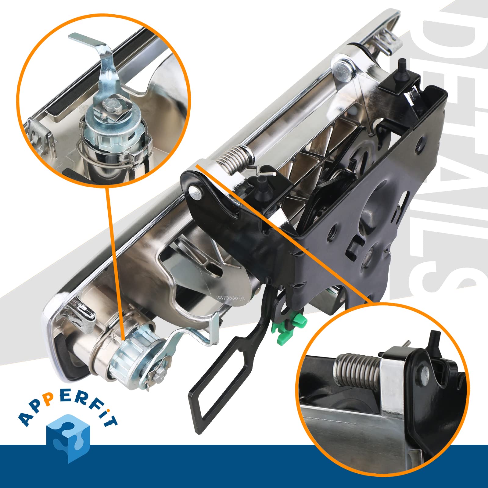 APPERFiT Locking Tailgate Handle Latch w/Bezel & Lock Cylinder & Keys 22755305 Chrome Compatible with 2007-2014 Chevrolet Chevy