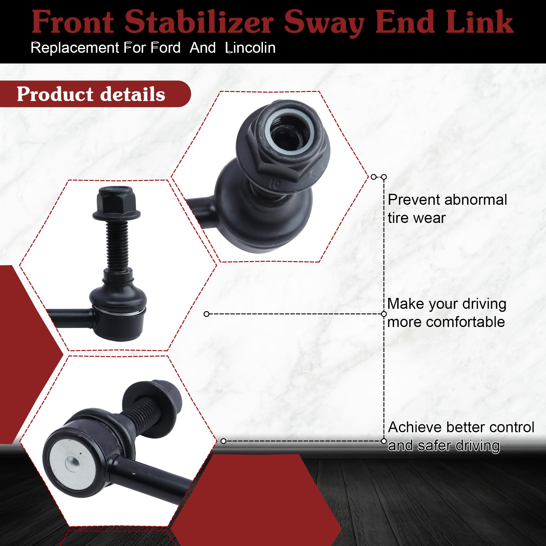 Stiueoav K750388 K750389 Sway Bar Link - Front Stabilizer End Link Compatible With 2010-2017 Ford Flex?2010-2017 Ford Taurus?201
