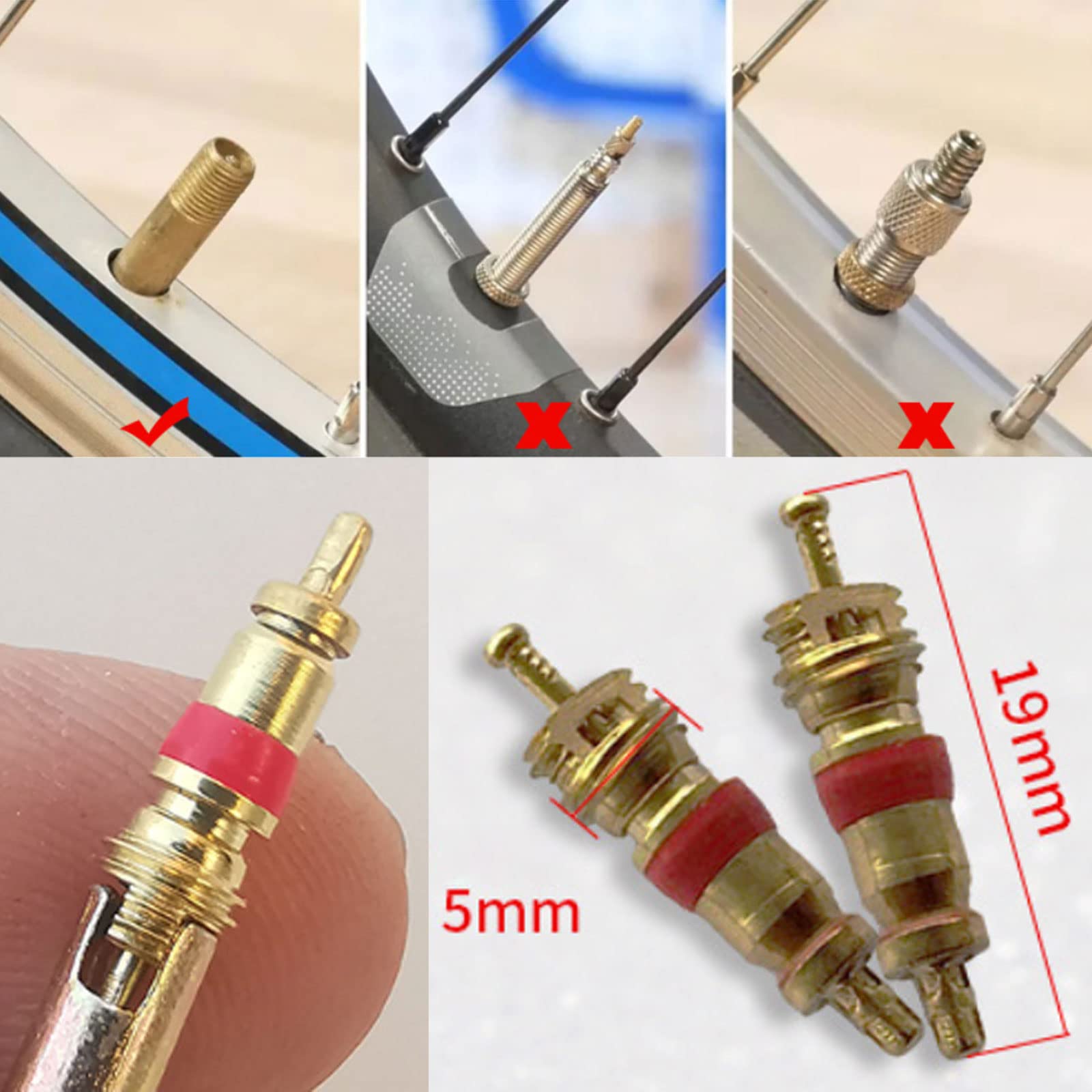 Kurami 150Pcs Copper Tyre Tire Valve Stem Core Part Replacement For Car Truck Motorcycle Bike