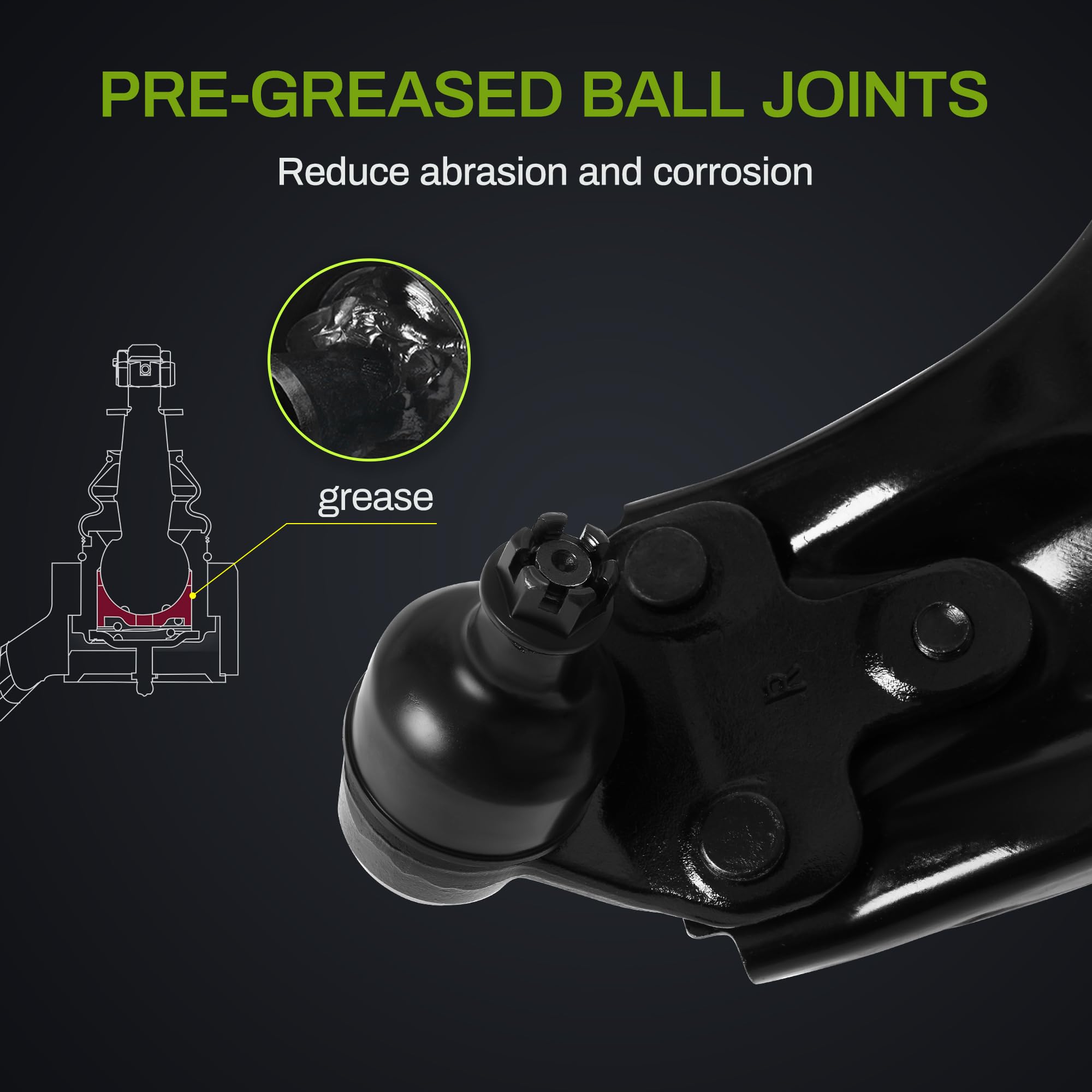 Autosaver88 Front Supension Kit Compatible With 2004-2010 Sienna-W/Control Arm W/Ball Joint, Sway Bar, Tie Rod Assembly