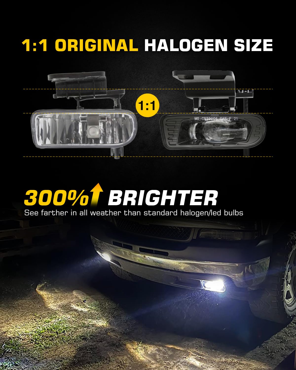 4X4Flstc Led Fog Lights Replacement Fog Lamps Driving Lights Compatible With Chevy Silverado 1999-2002, Suburban 2000-2006, Taho