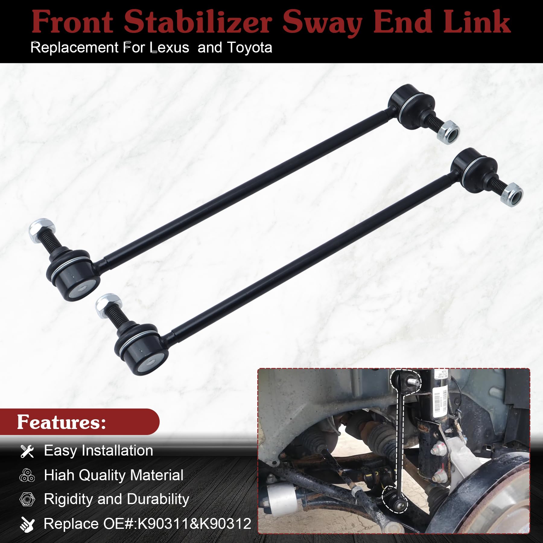 Stiueoav K90311 K90312 Sway Bar Link - Front Stabilizer End Link Compatible With 1997-2003 Es300?1999-2003 Rx300?1997-2004 Avalo