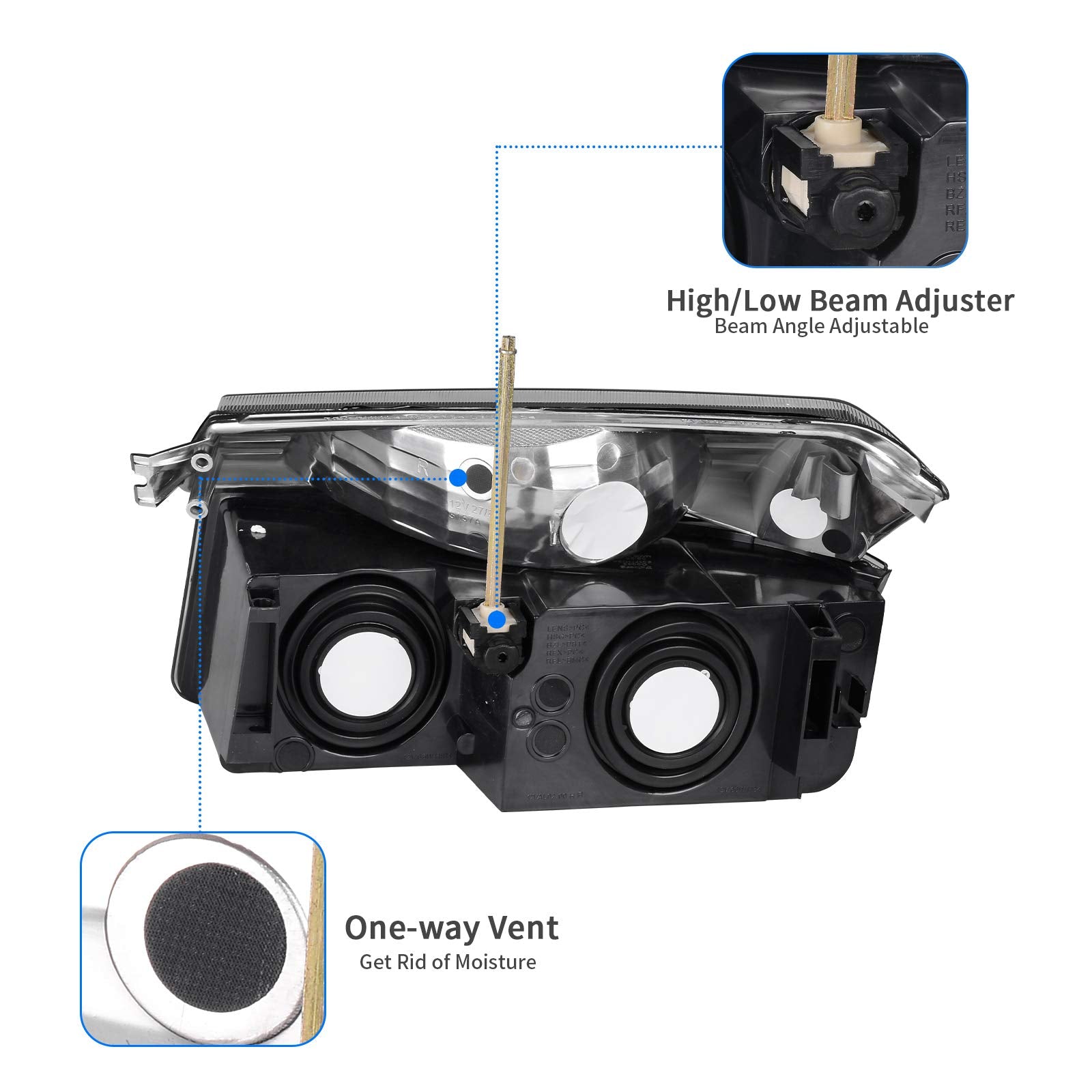 Dwvo Headlight Assembly Compatible With 2002 2003 2004 2005 2006 Chevy Avalanche 1500/2500 Pickup Headlamp Replacement Black Hou