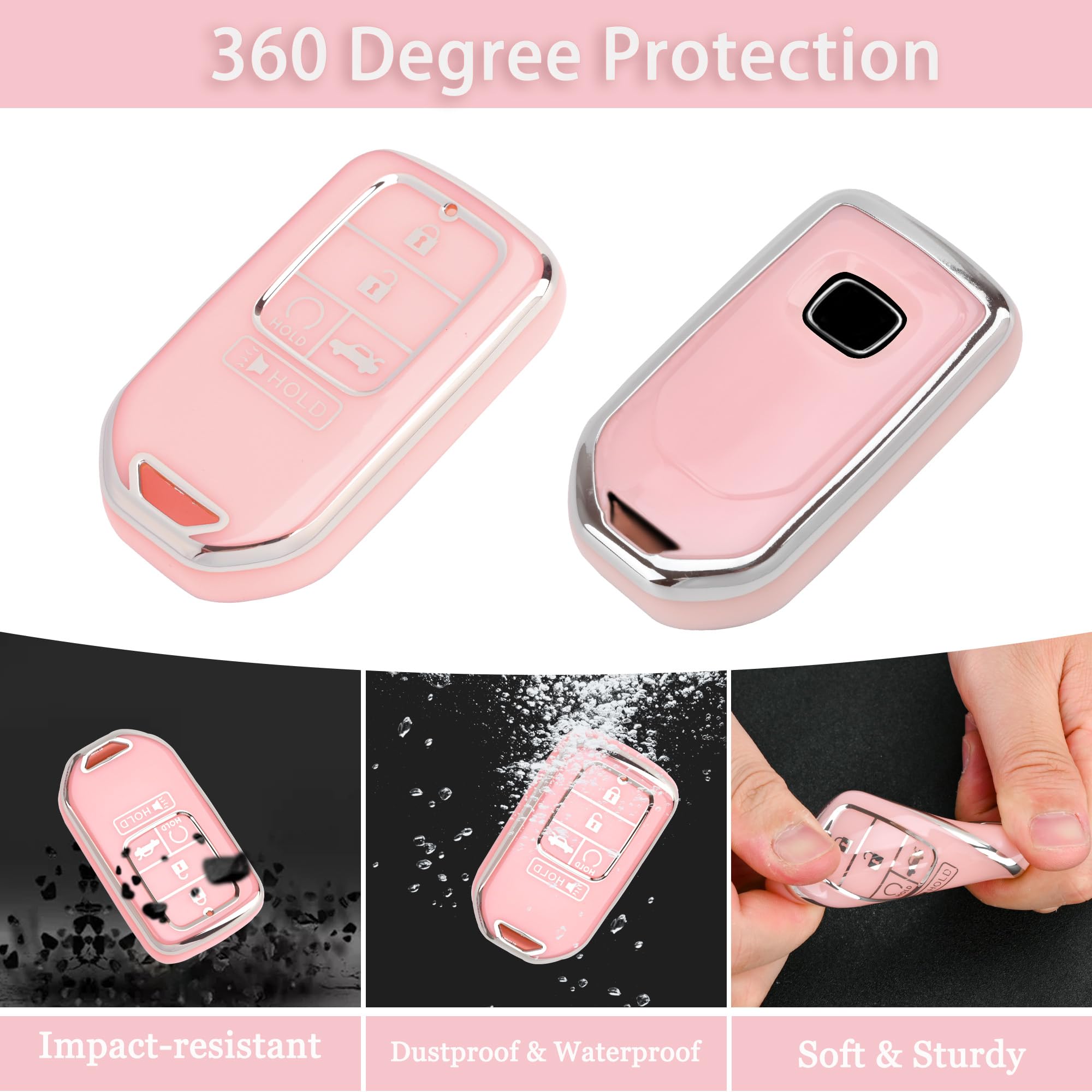for Honda Key Fob Cover - Soft TPU Key Fob Case Shell Cover Holder for Honda Accord Civic CRV Pilot Odyssey Smart Key Keyless Re