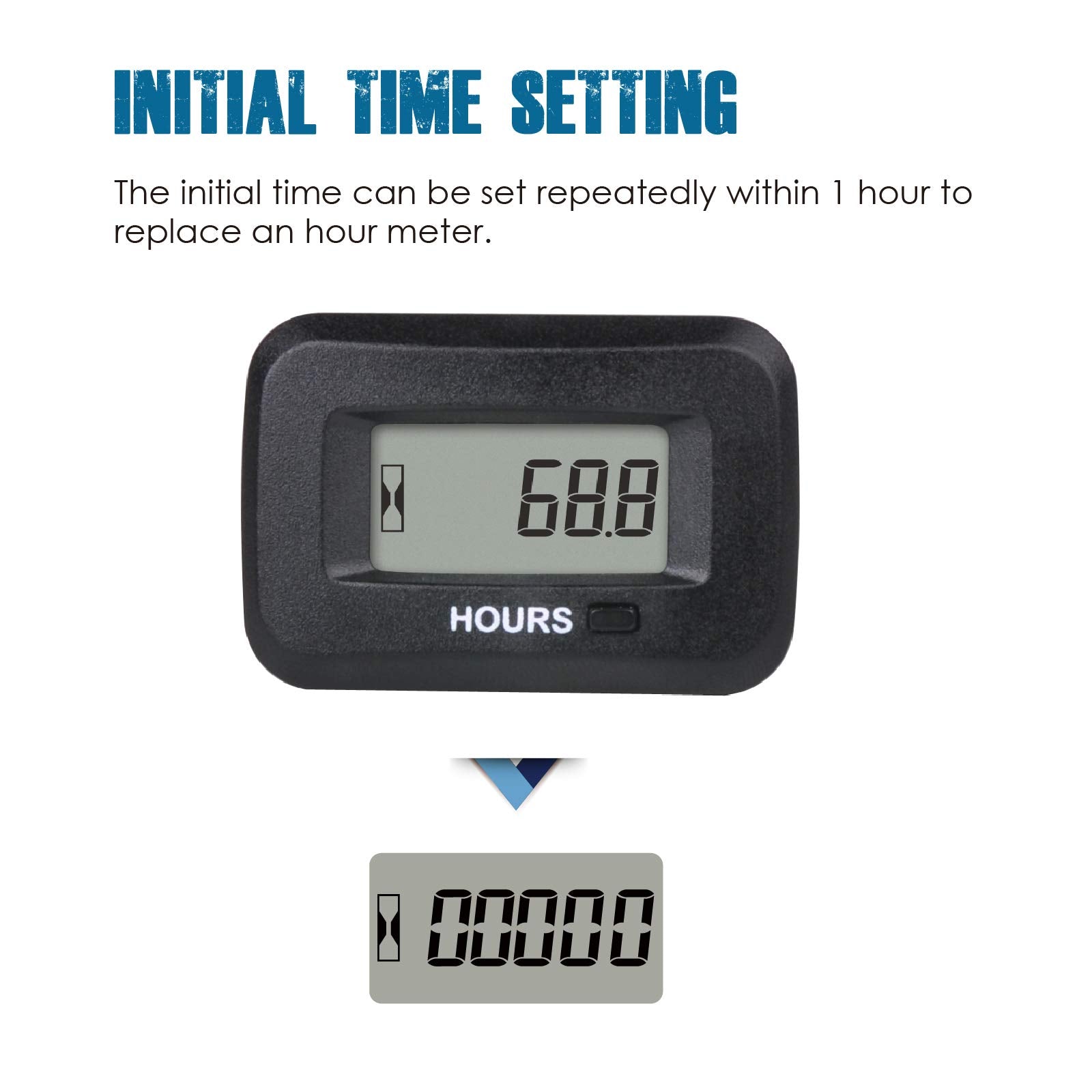 Runleader Digital Lcd Hour Meter,Ac/Dc 5V To 277V For Lawn Mower Generator Motorcycle Golf Cart Forklift Scrubber Machine Etc.