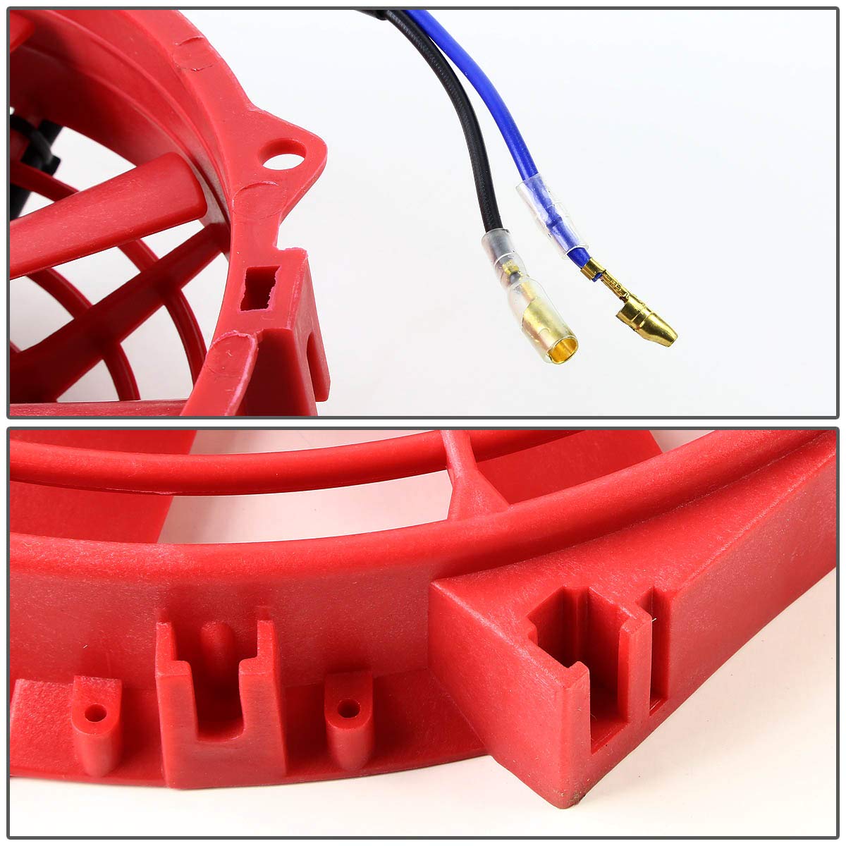 Dna Motoring 10 Inch High Performace Electric Cooling Slim Radiator Fan With Mount Kit, Red, 2Pcs, Raf-10-Rd+Fmk-X2