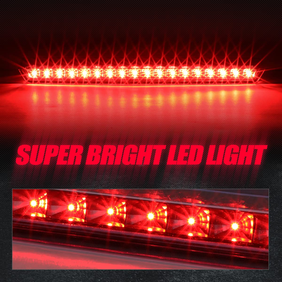 Auto Dynasty Full Led 3Rd Third Brake Tail Light Rear Stop Lamp Compatible With Chevy Suburban Tahoe 15-20, High Mount, Black Ho