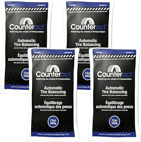 Counteract 12Oz-B4 Centrifugal Force Tire/Wheel Balancing Beads - Off-Road Vehicles, Light Duty Truck Tires, (4) 12Oz Balance Bead Bags, (4) Valve Caps And Cores