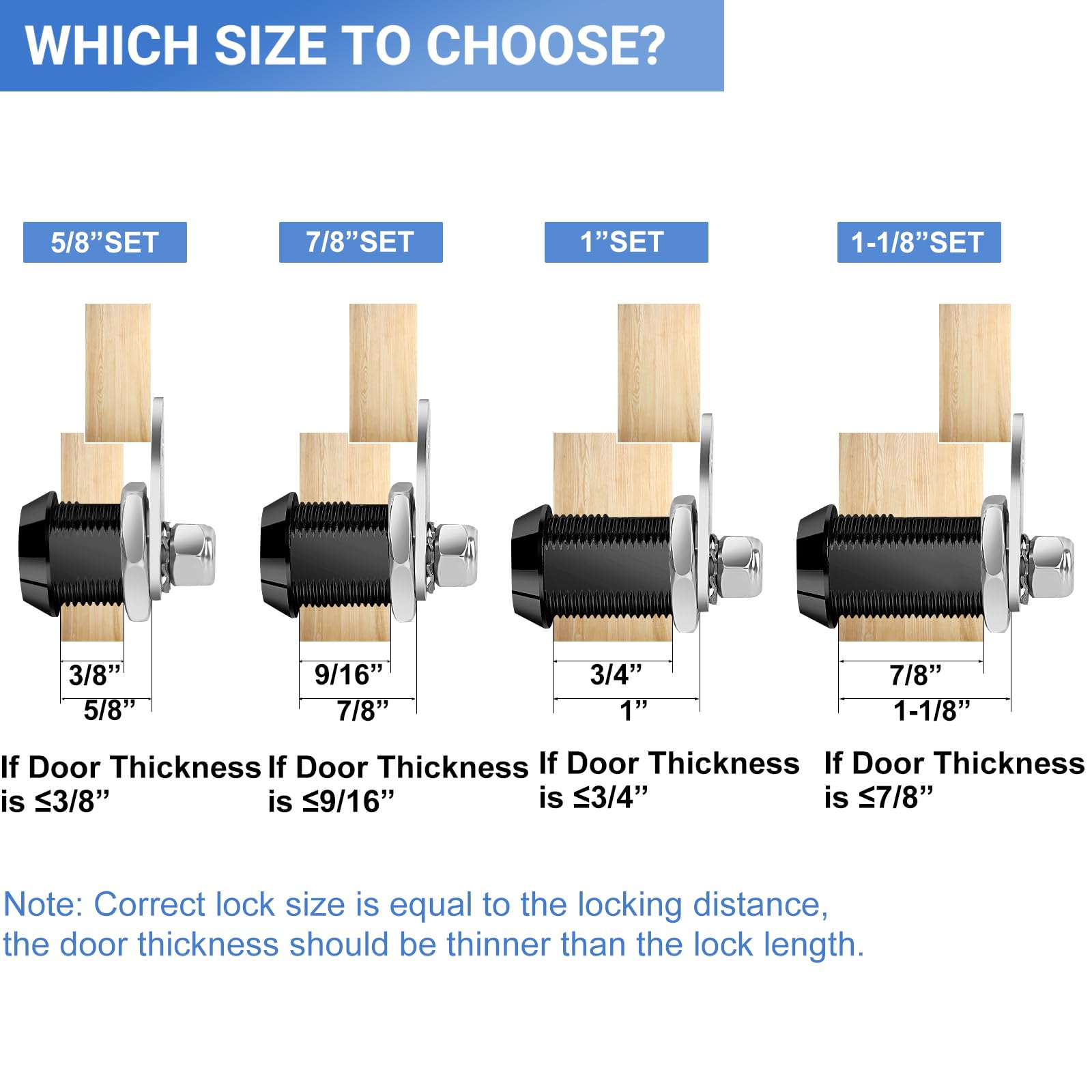 Sissinda Cam Locks Black Rv Storage Locks Keyed Alike, 5/8    Fits On 3/8    Max Door Thickness, Rv Compartment Locks For Camper